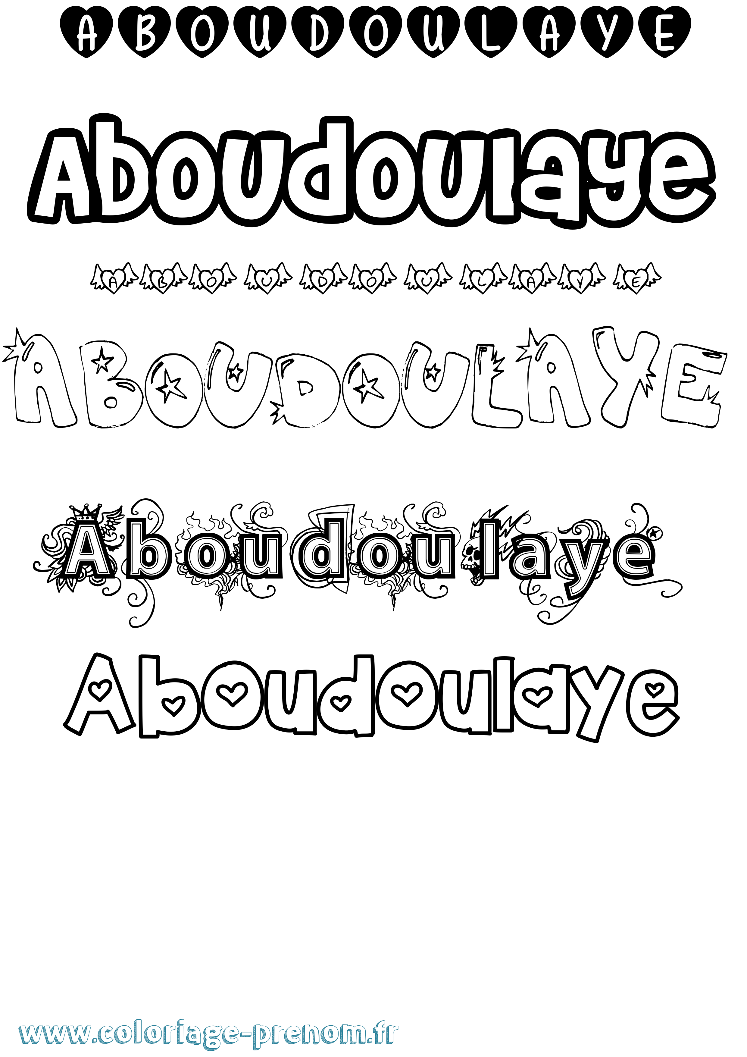 Coloriage Aboudoulaye Girly Coloriage prénom Aboudoulaye Girly