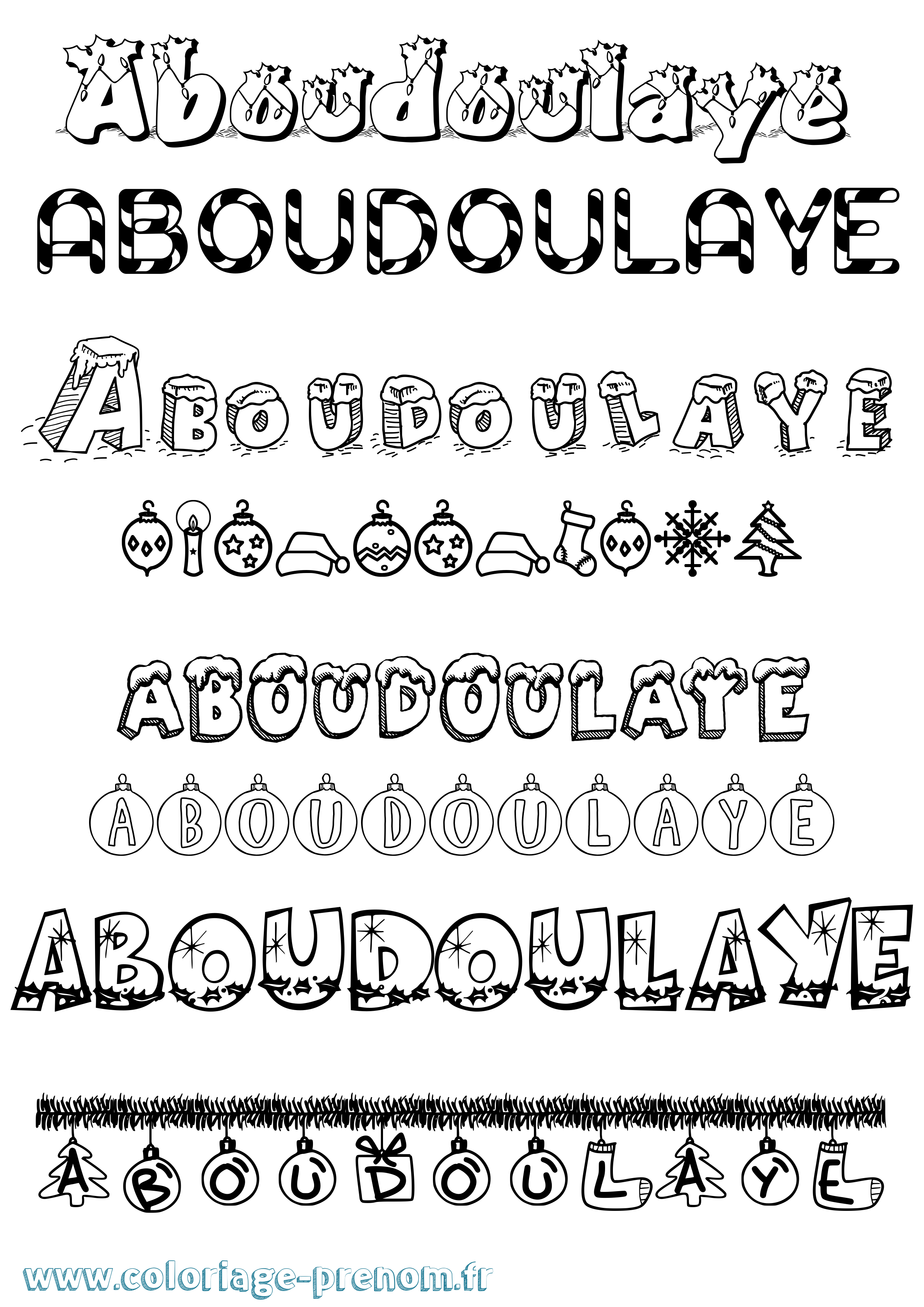 Coloriage Aboudoulaye Noël Coloriage prénom Aboudoulaye Noël