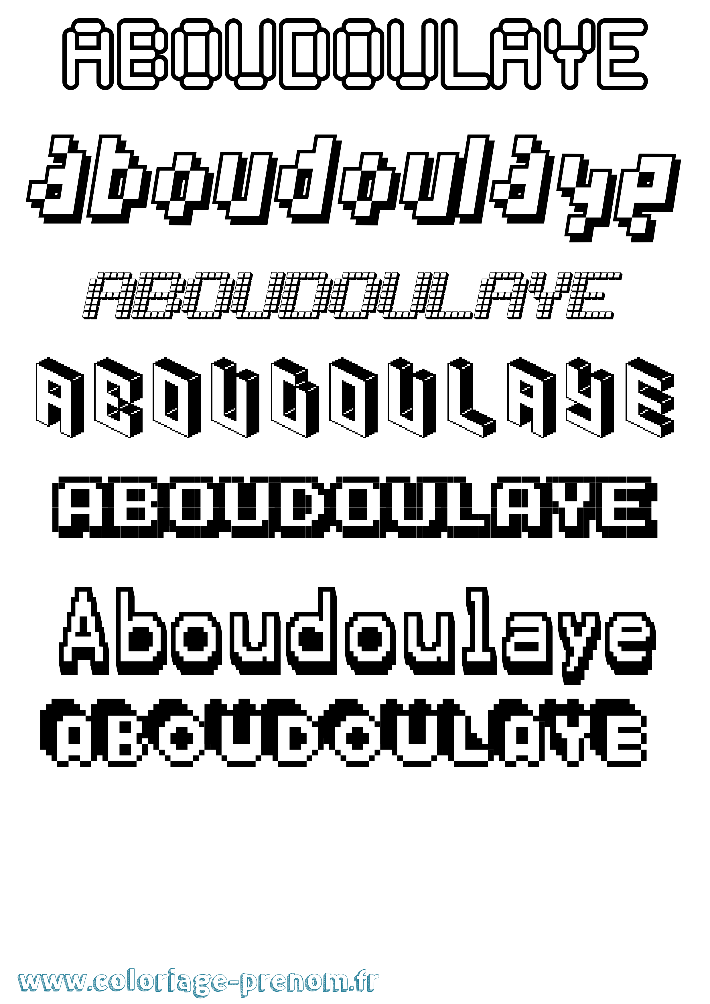 Coloriage Aboudoulaye Pixel Coloriage prénom Aboudoulaye Pixel