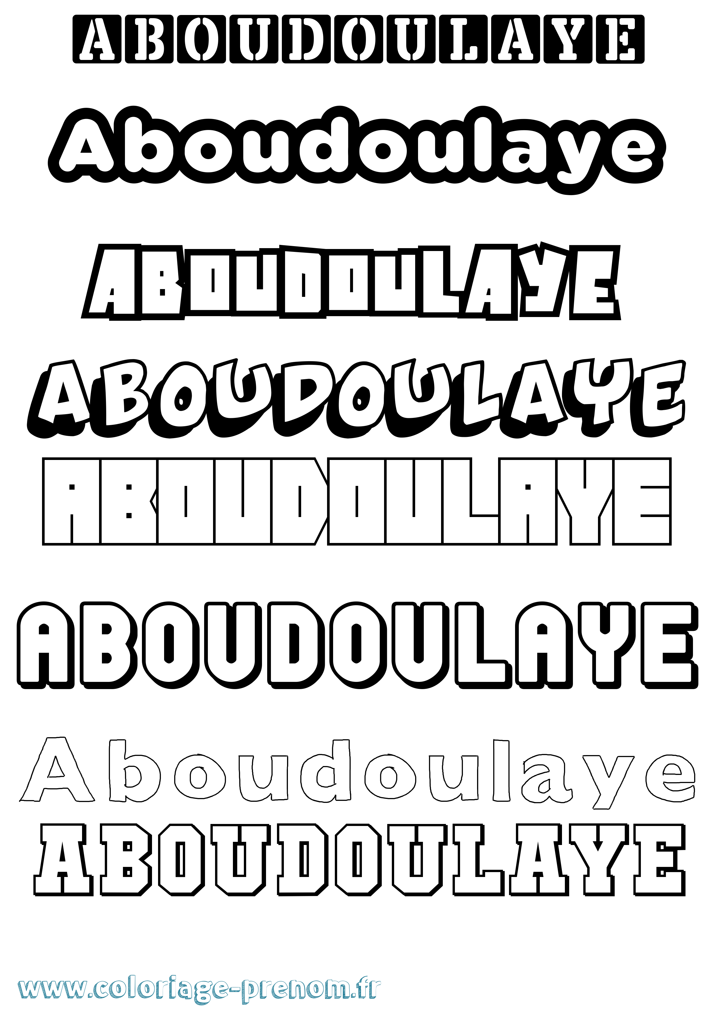 Coloriage Aboudoulaye Simple Coloriage prénom Aboudoulaye Simple