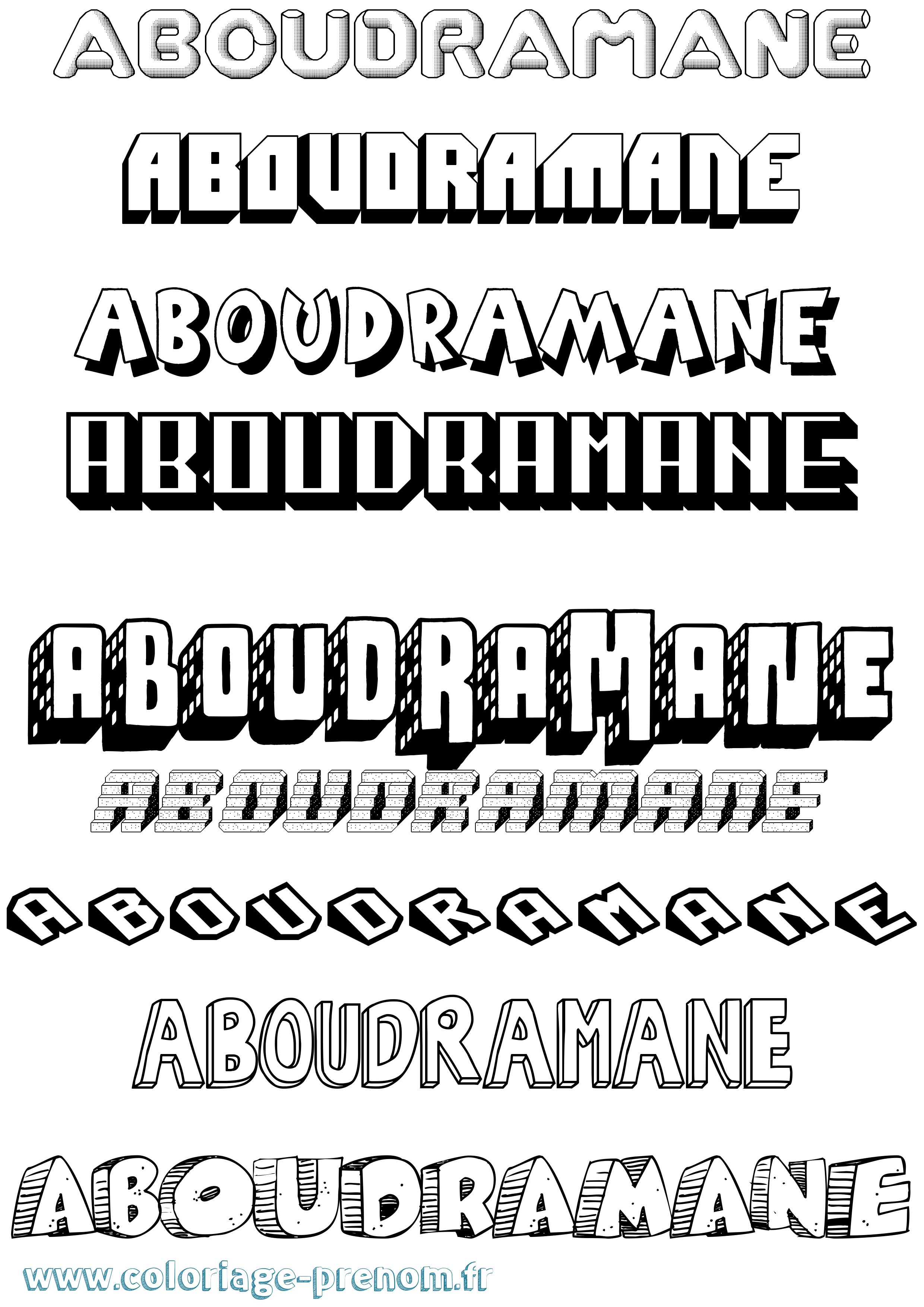 Coloriage Aboudramane Effet 3D Coloriage prénom Aboudramane Effet 3D