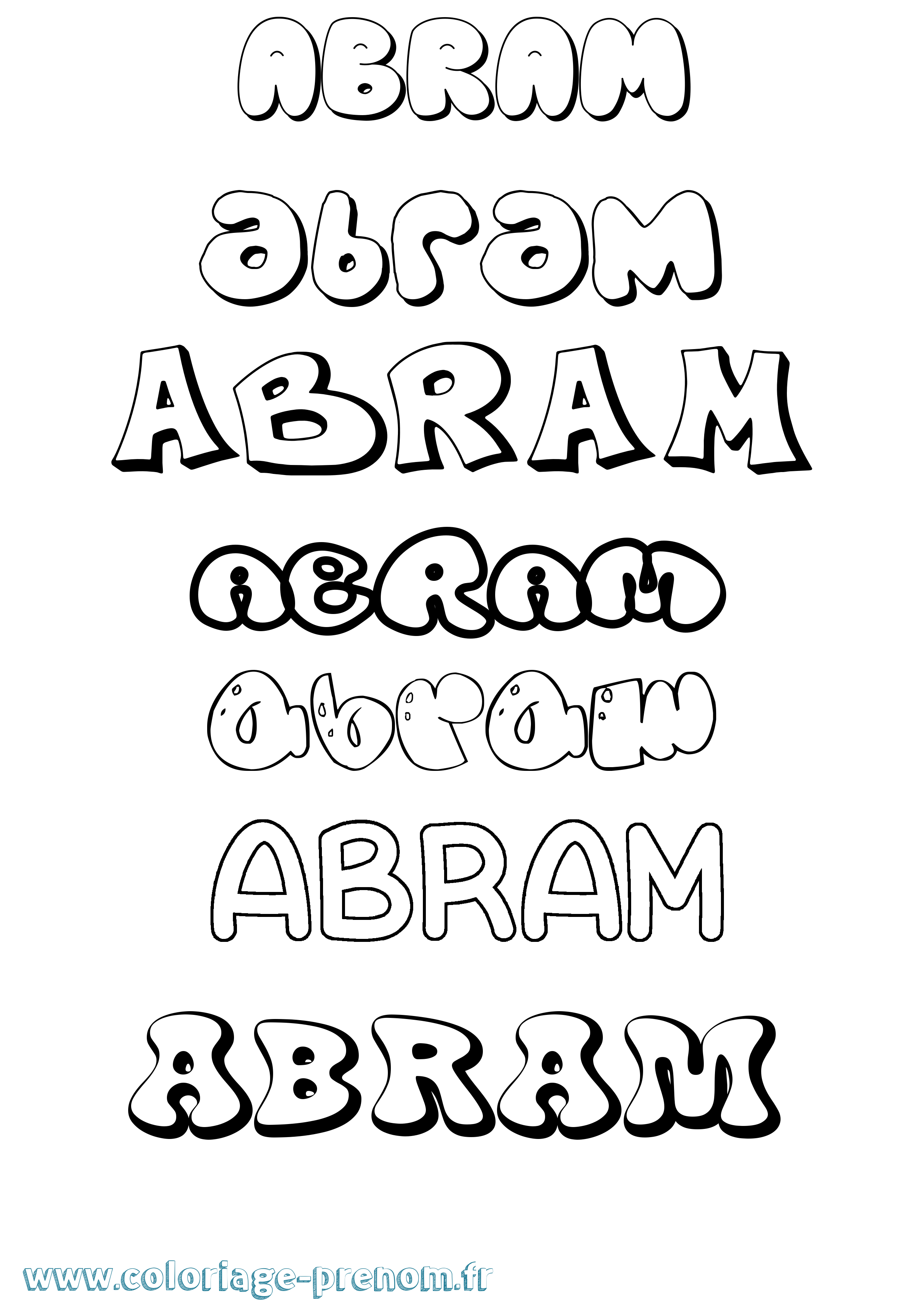 Coloriage Abram Bubble Coloriage prénom Abram Bubble
