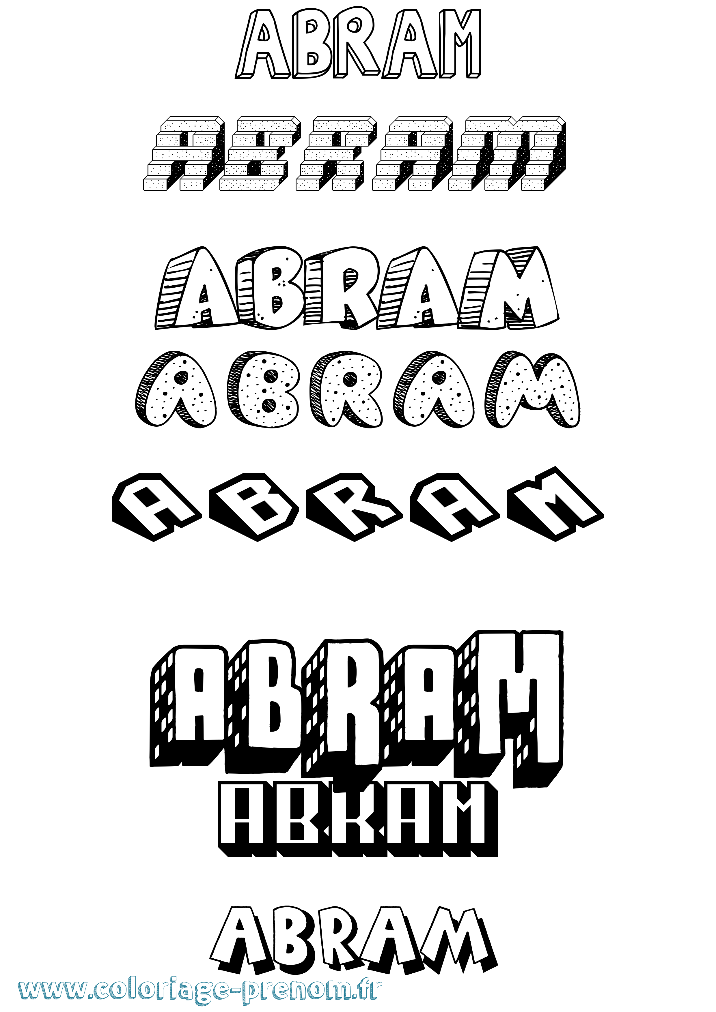 Coloriage Abram Effet 3D Coloriage prénom Abram Effet 3D