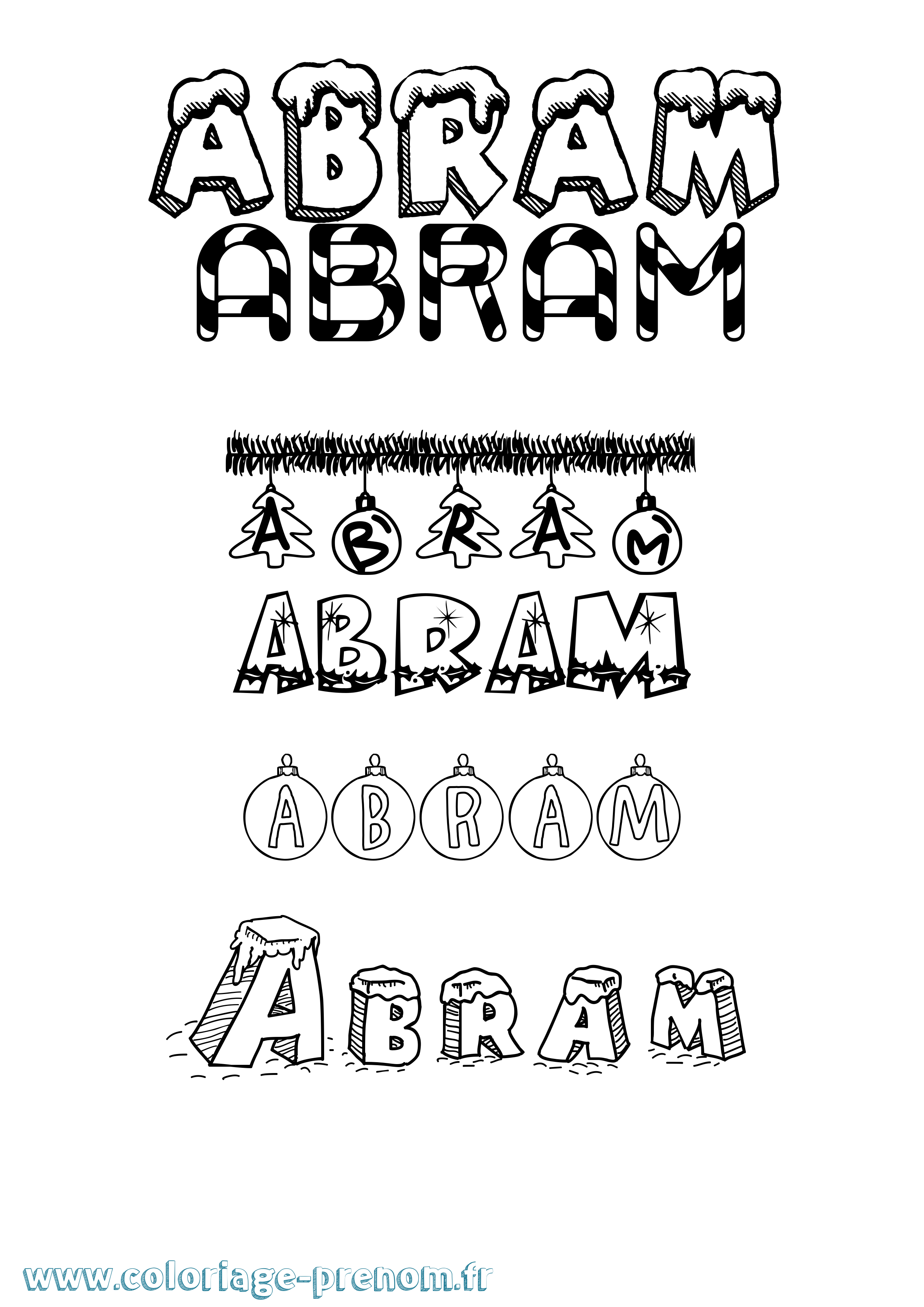 Coloriage Abram Noël Coloriage prénom Abram Noël