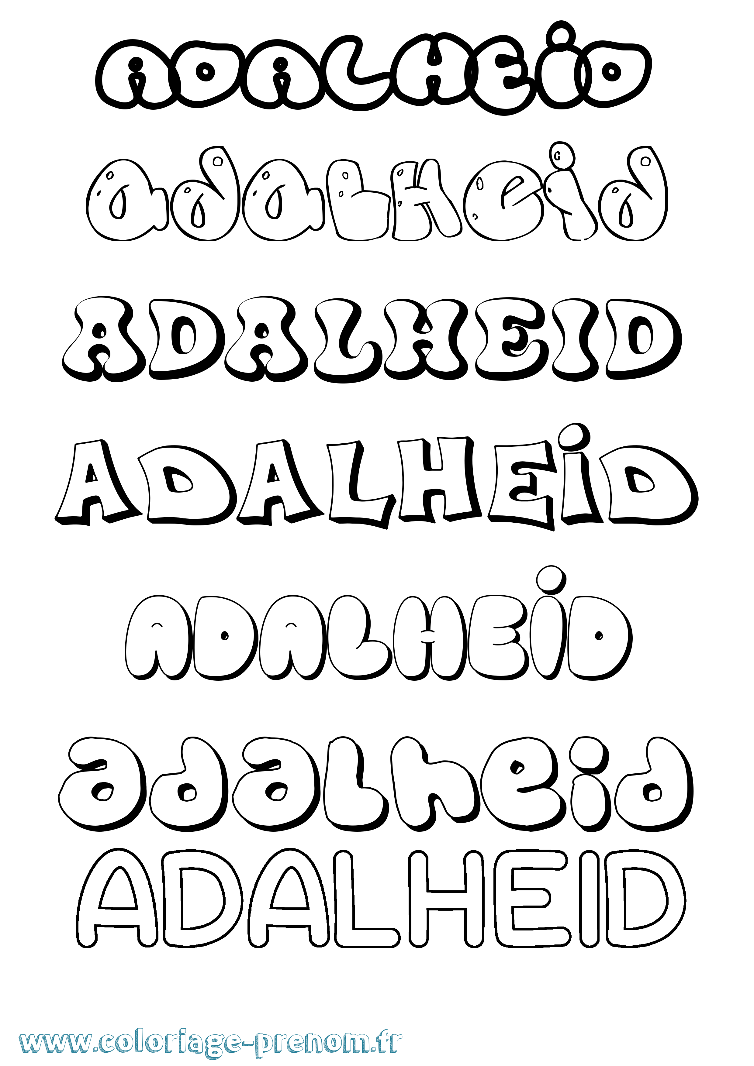 Coloriage Adalheid Bubble Coloriage prénom Adalheid Bubble