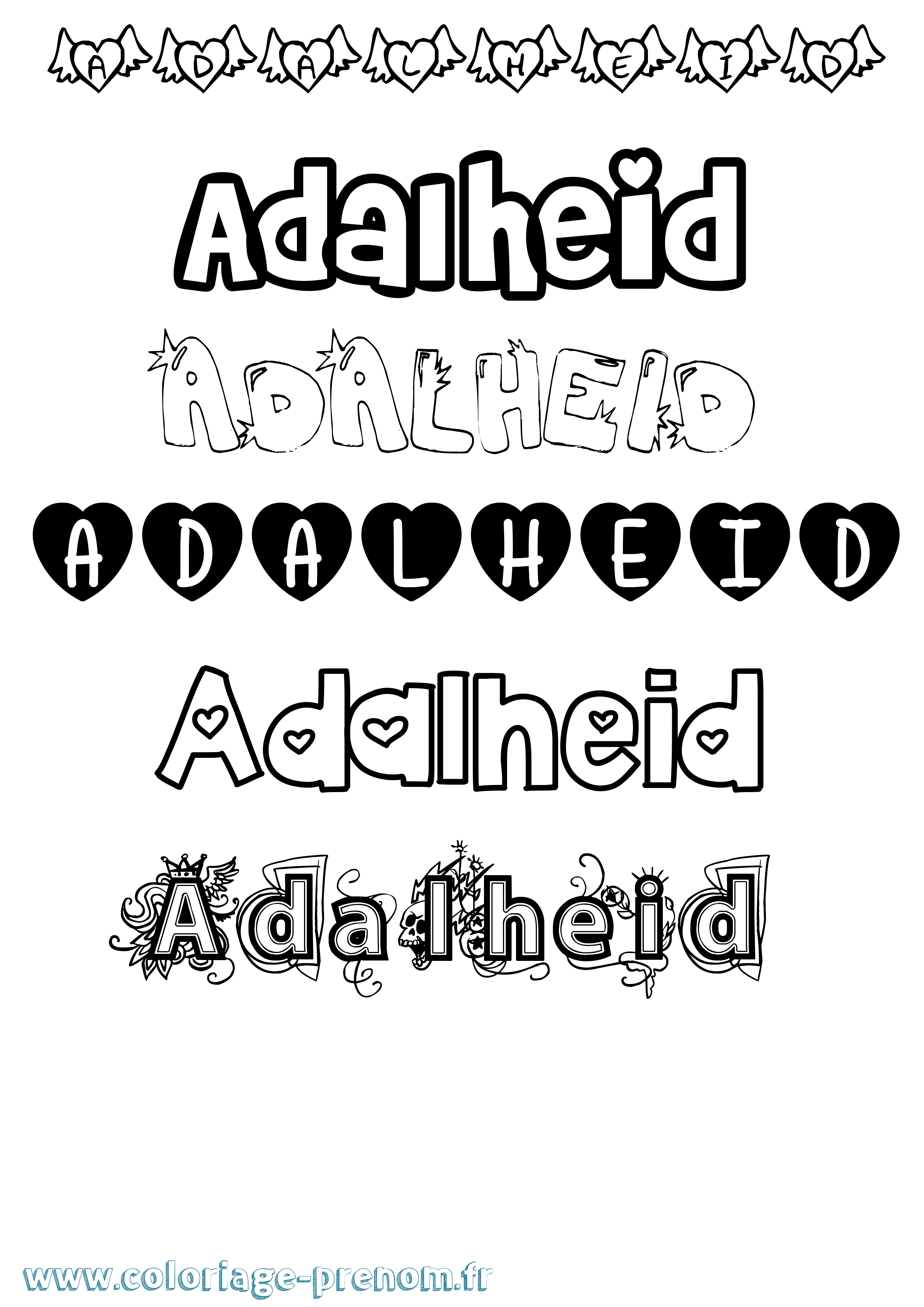 Coloriage Adalheid Girly Coloriage prénom Adalheid Girly