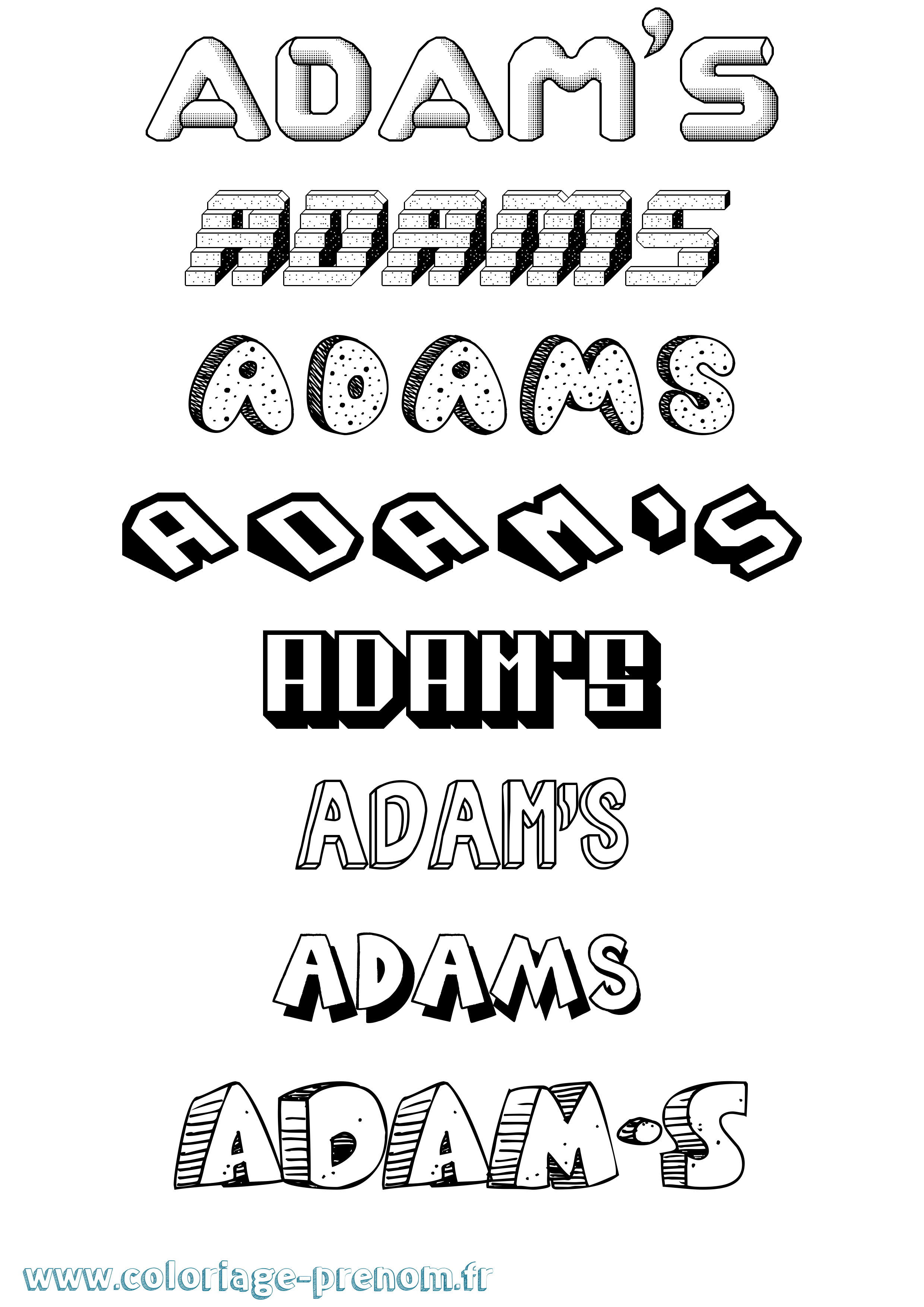 Coloriage Adam'S Effet 3D Coloriage prénom Adam'S Effet 3D