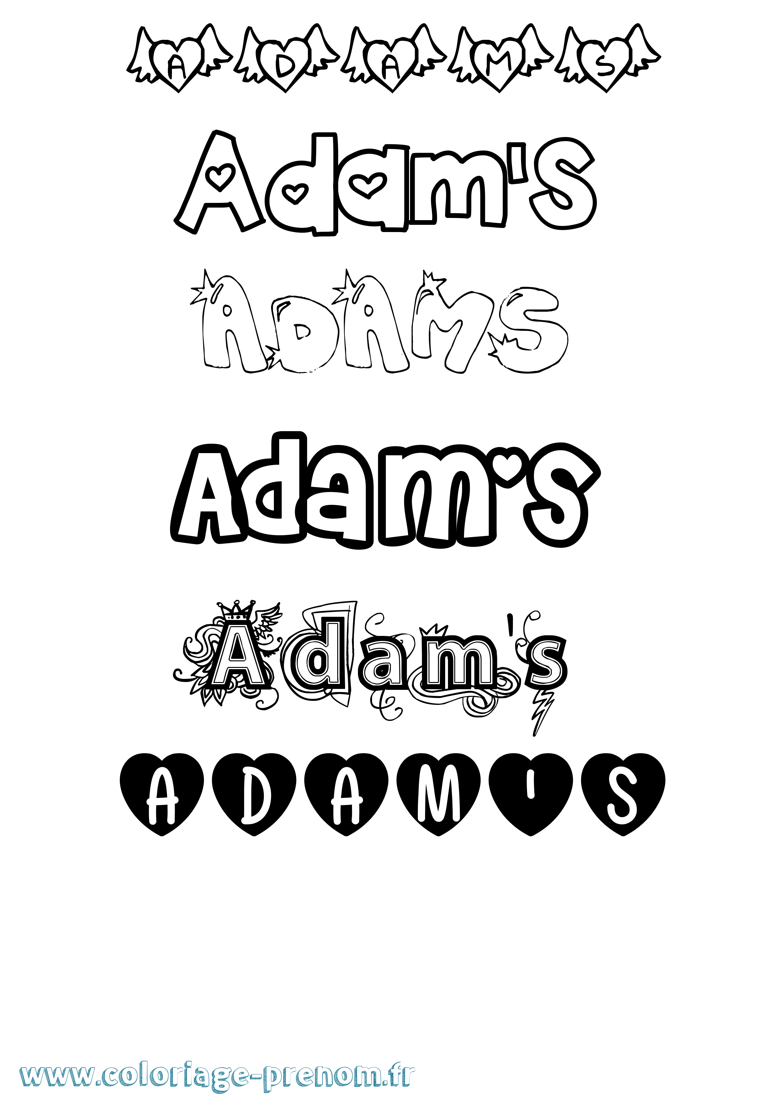 Coloriage Adam'S Girly Coloriage prénom Adam'S Girly