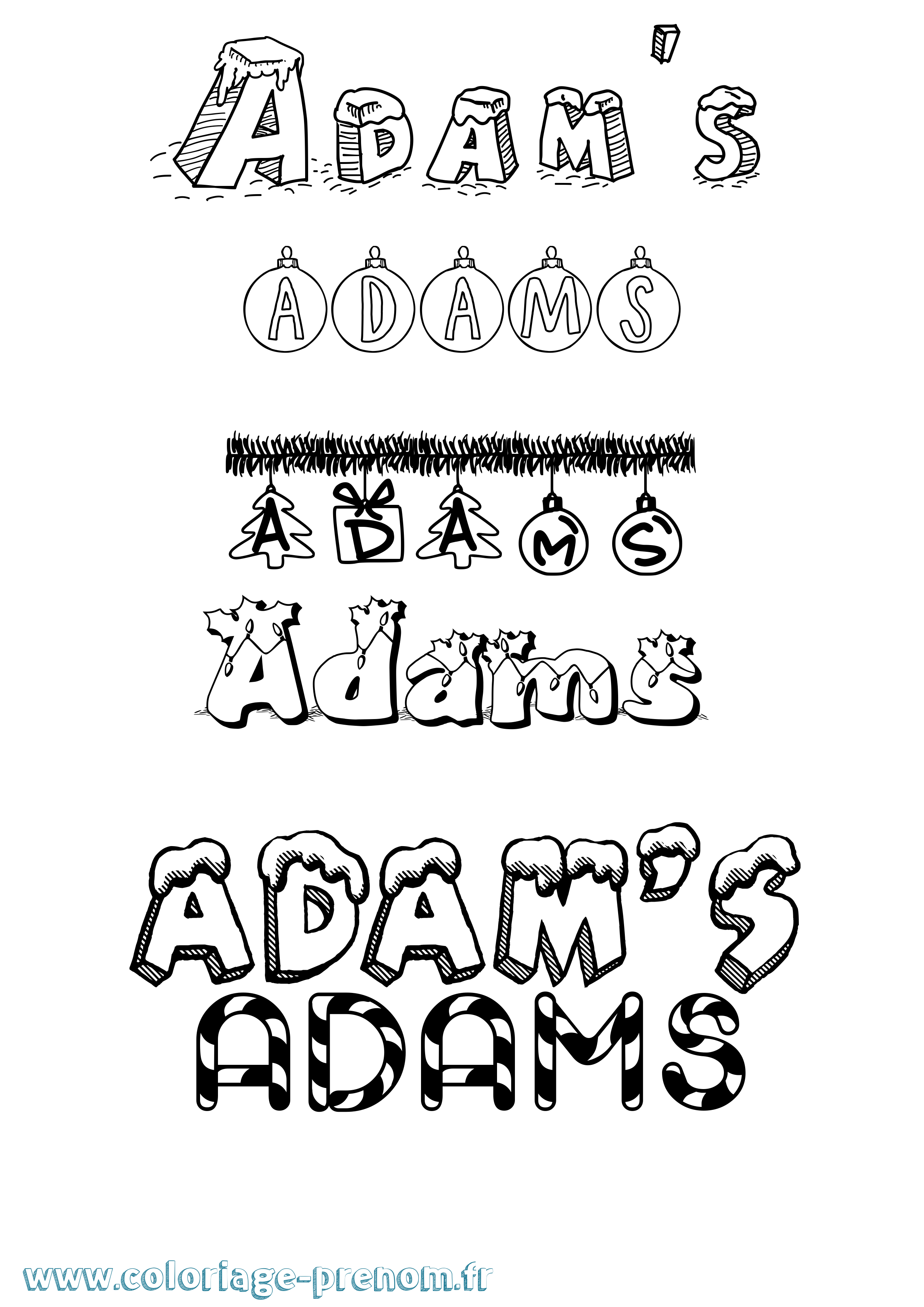 Coloriage Adam'S Noël Coloriage prénom Adam'S Noël