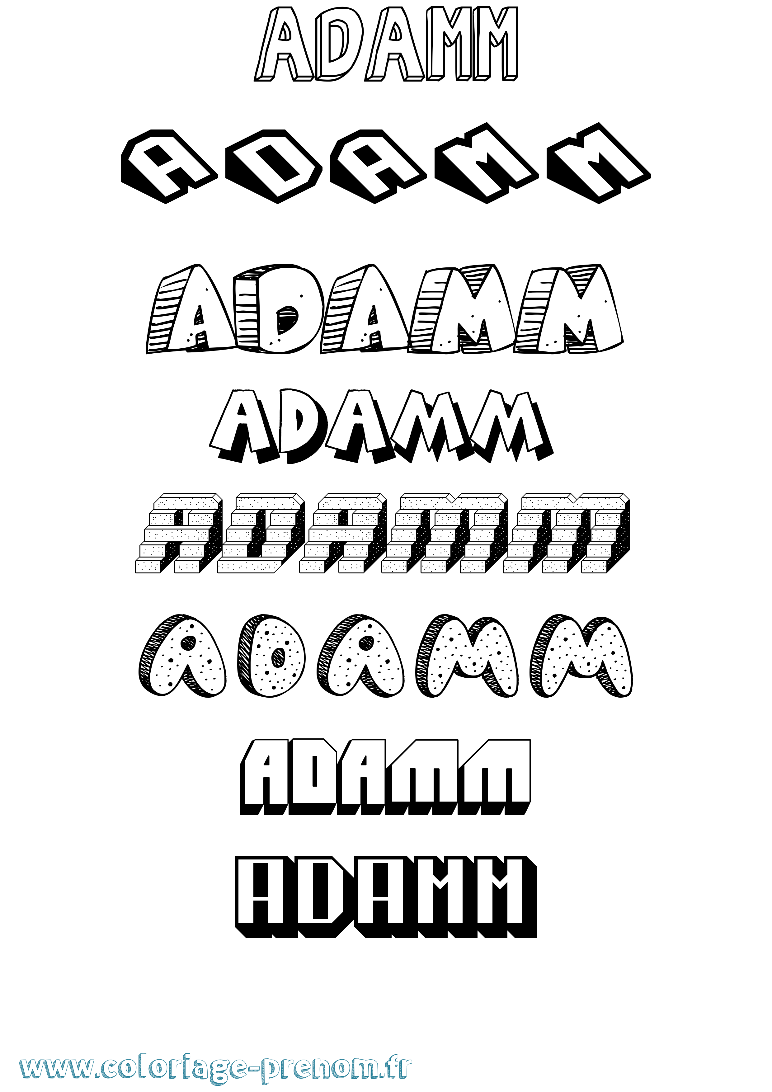 Coloriage Adamm Effet 3D Coloriage prénom Adamm Effet 3D