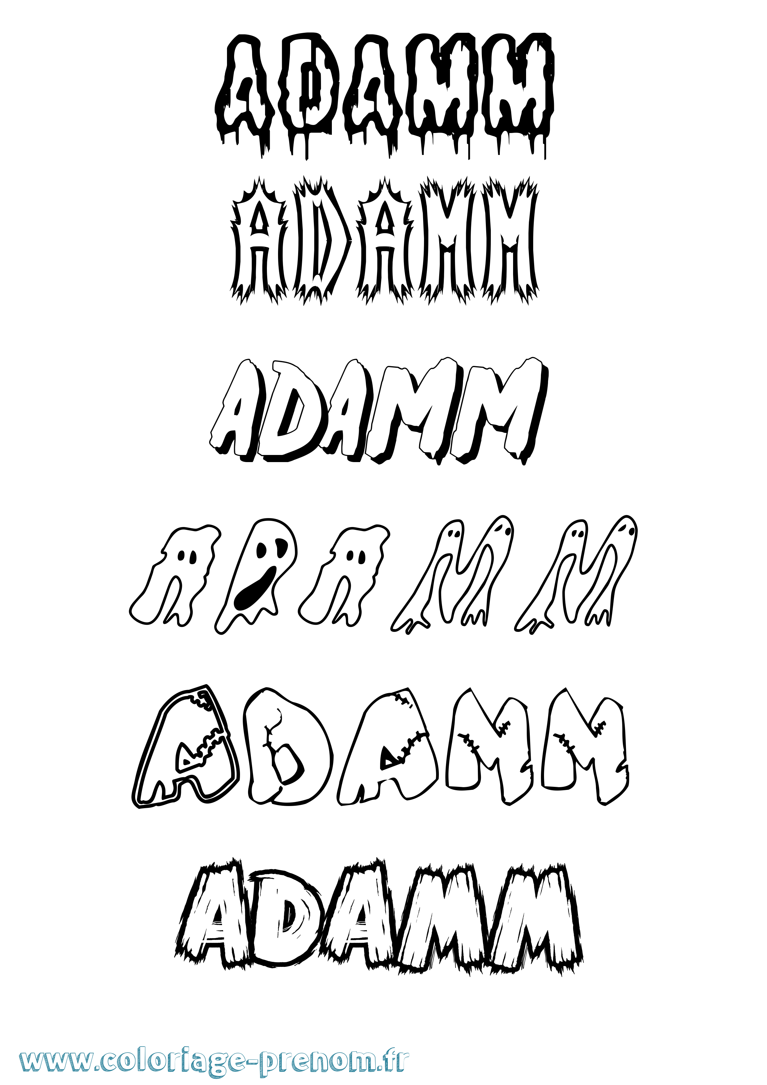 Coloriage Adamm Frisson Coloriage prénom Adamm Frisson