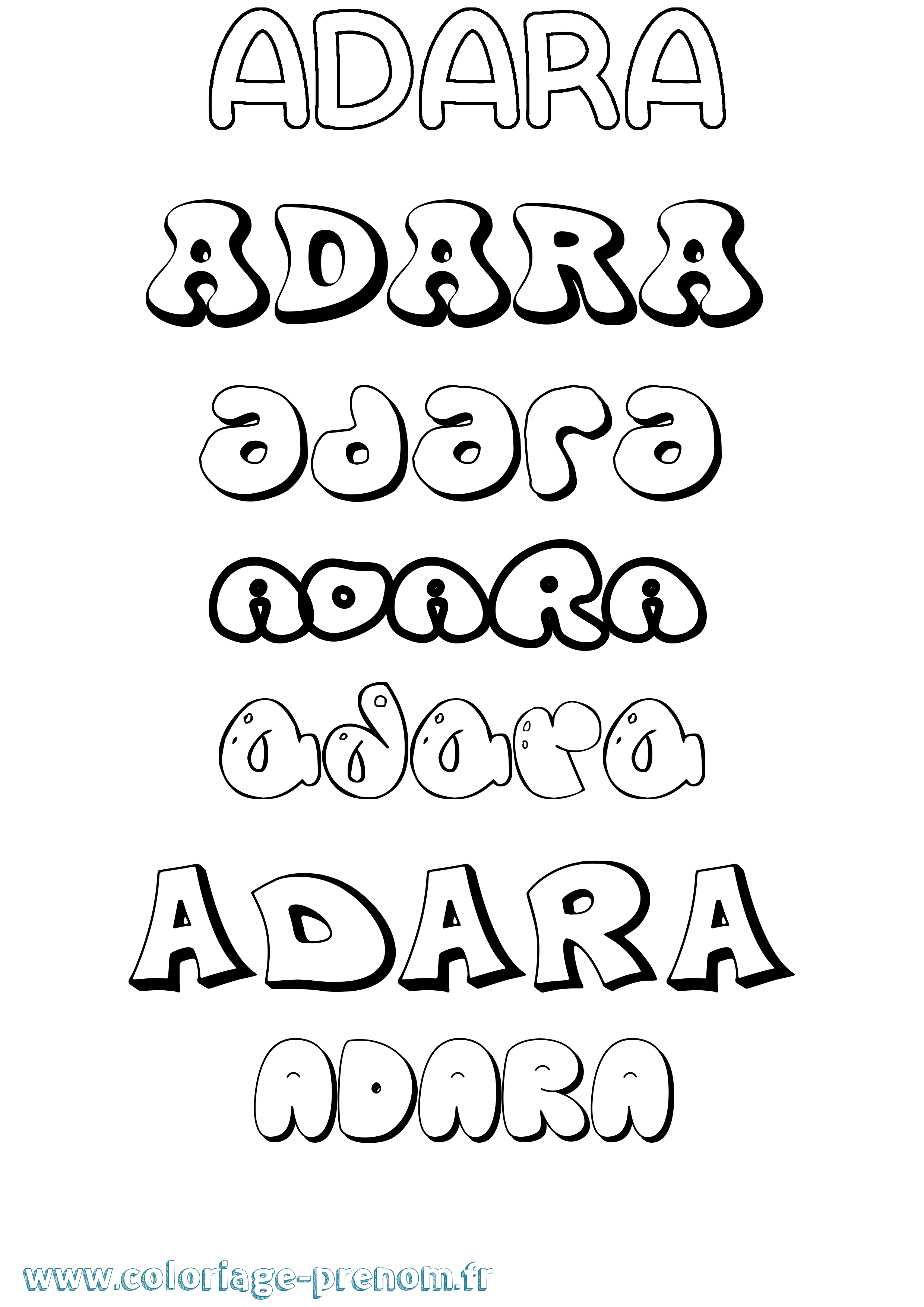 Coloriage Adara Bubble Coloriage prénom Adara Bubble