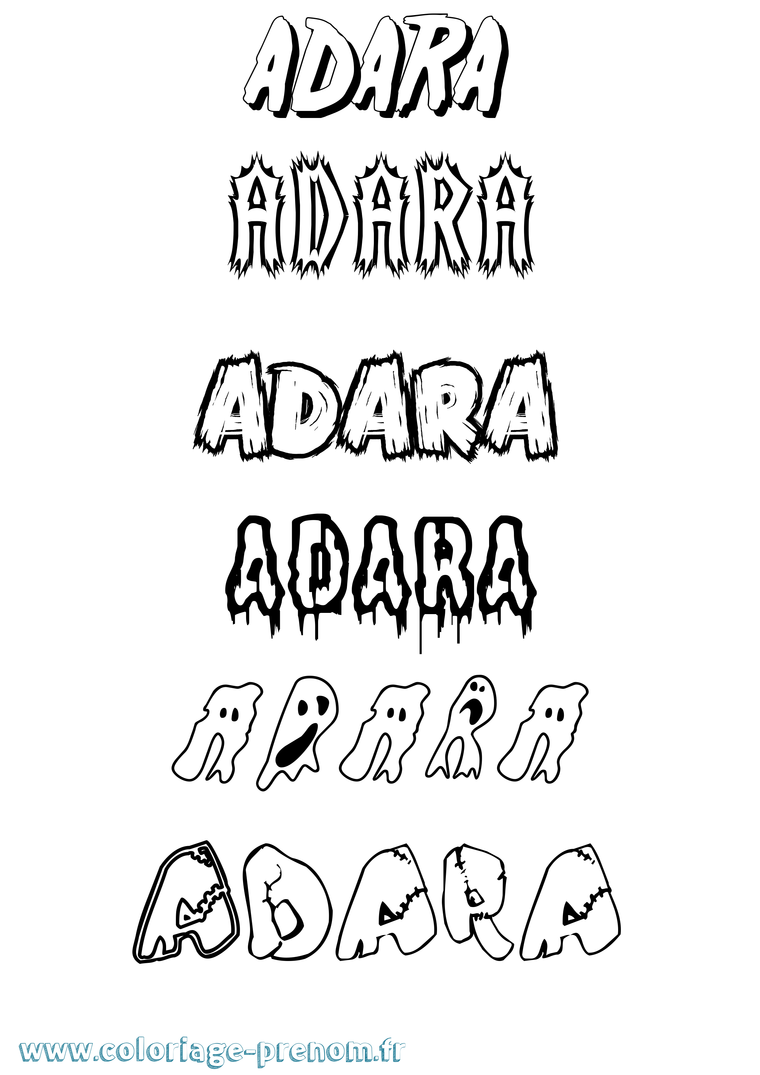 Coloriage Adara Frisson Coloriage prénom Adara Frisson