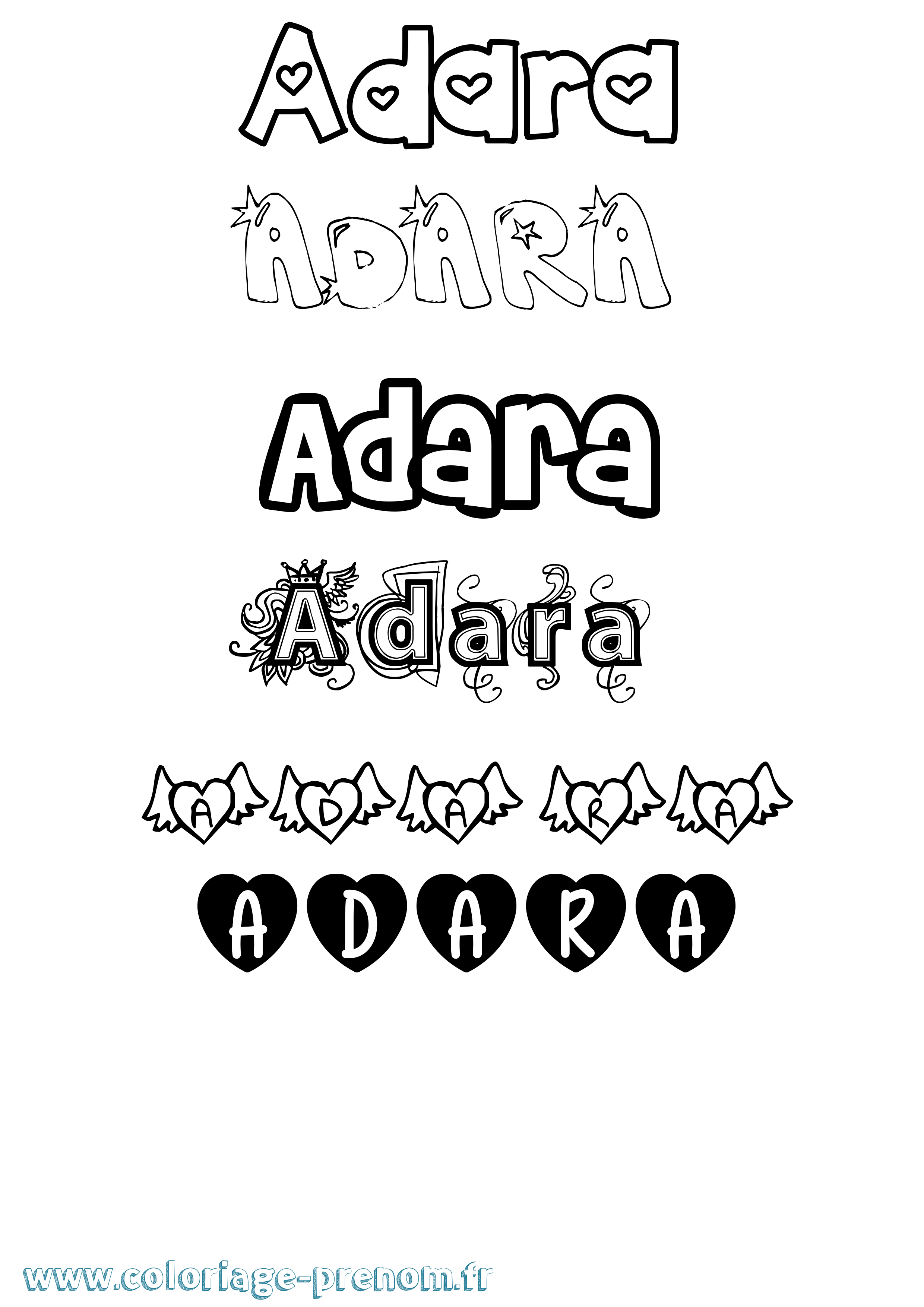 Coloriage Adara Girly Coloriage prénom Adara Girly