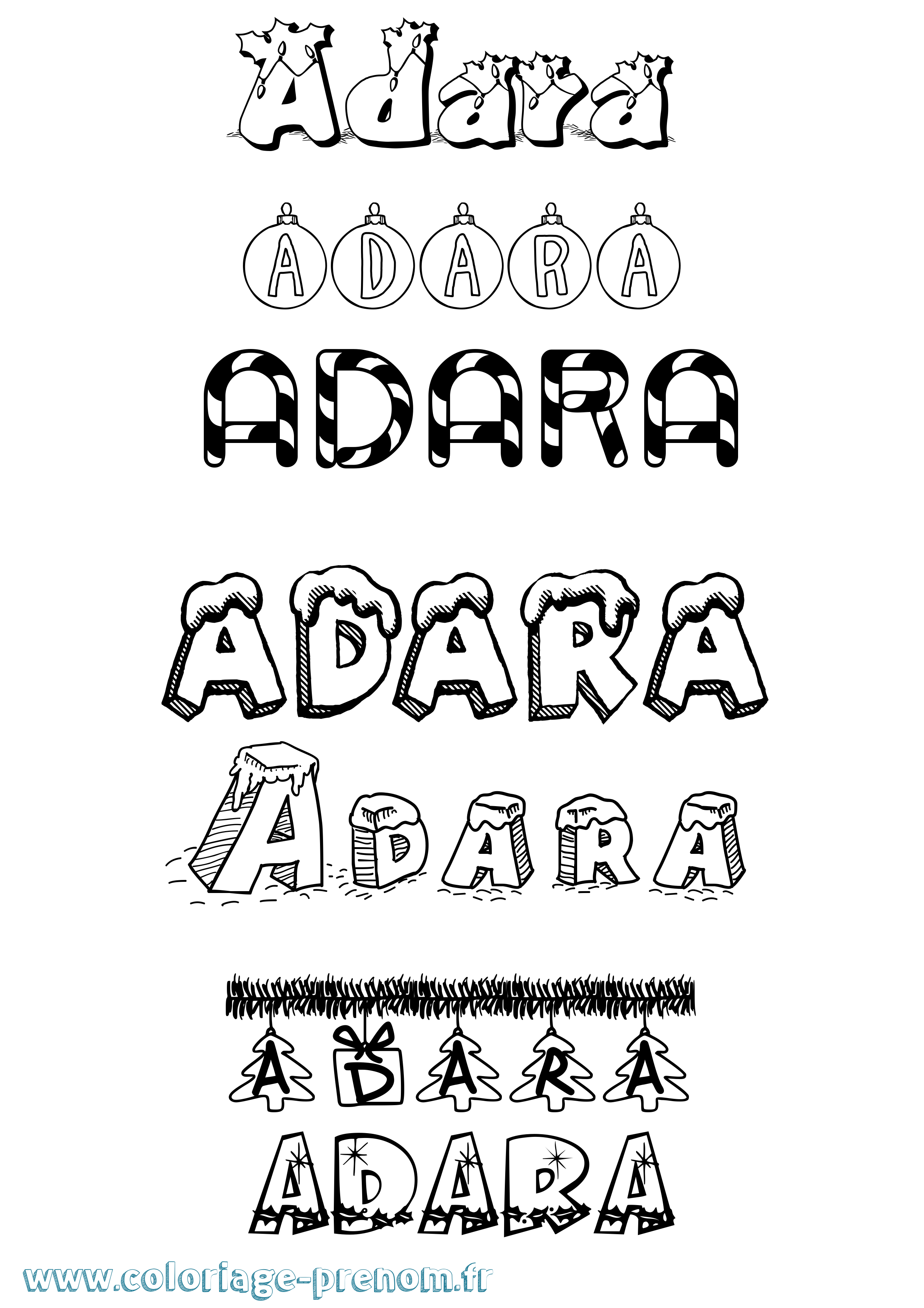 Coloriage Adara Noël Coloriage prénom Adara Noël