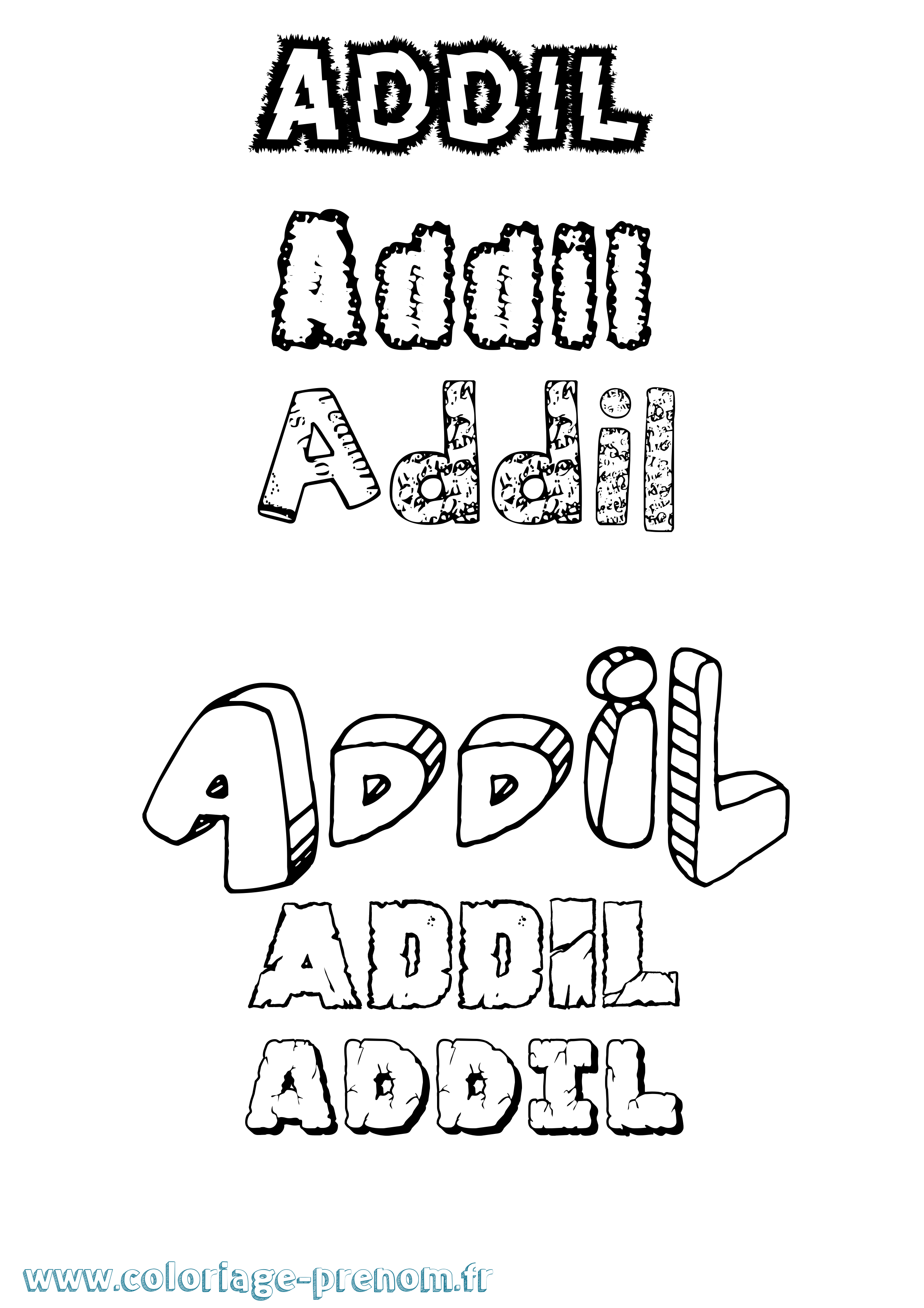 Coloriage Addil Destructuré Coloriage prénom Addil Destructuré