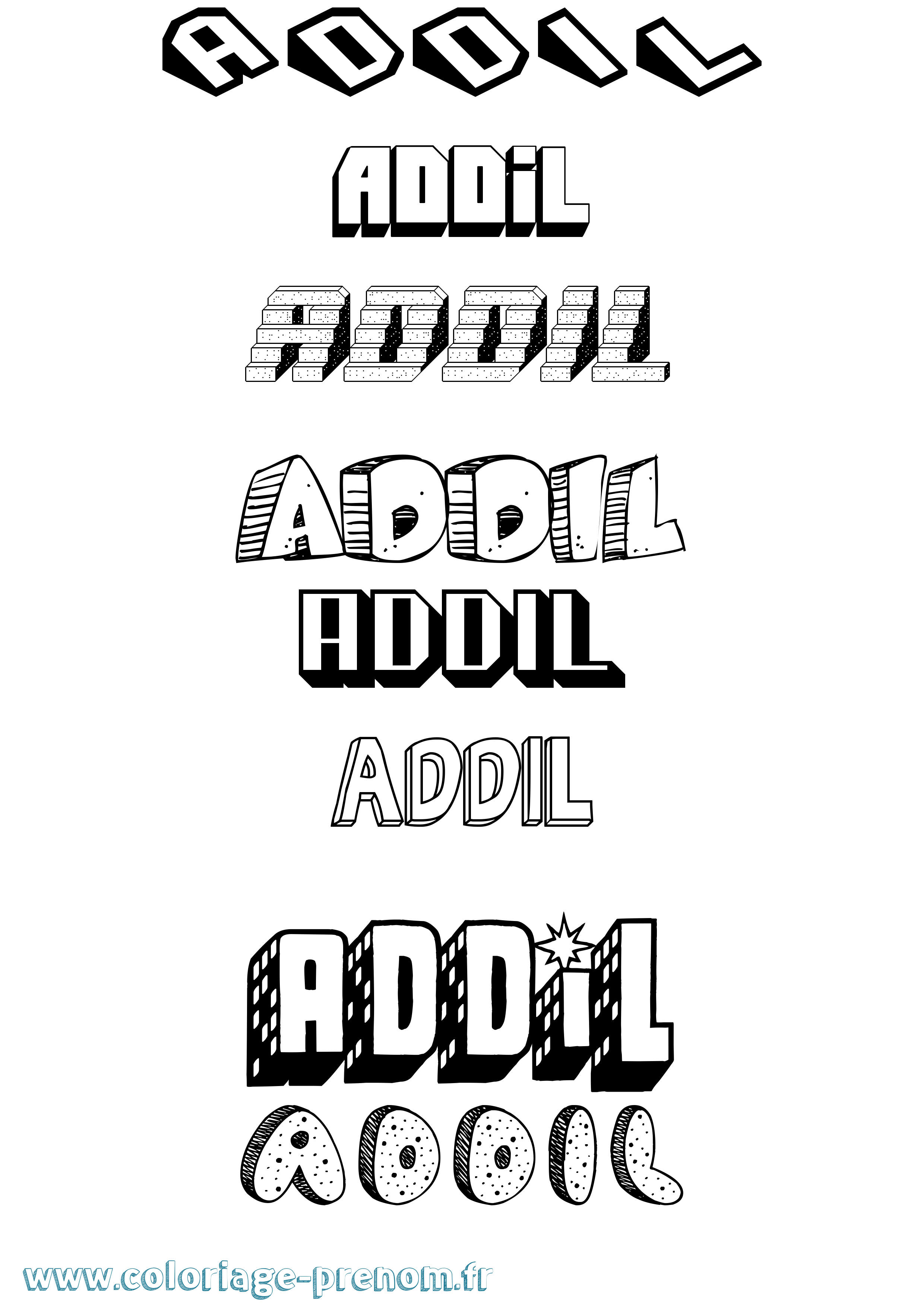 Coloriage Addil Effet 3D Coloriage prénom Addil Effet 3D