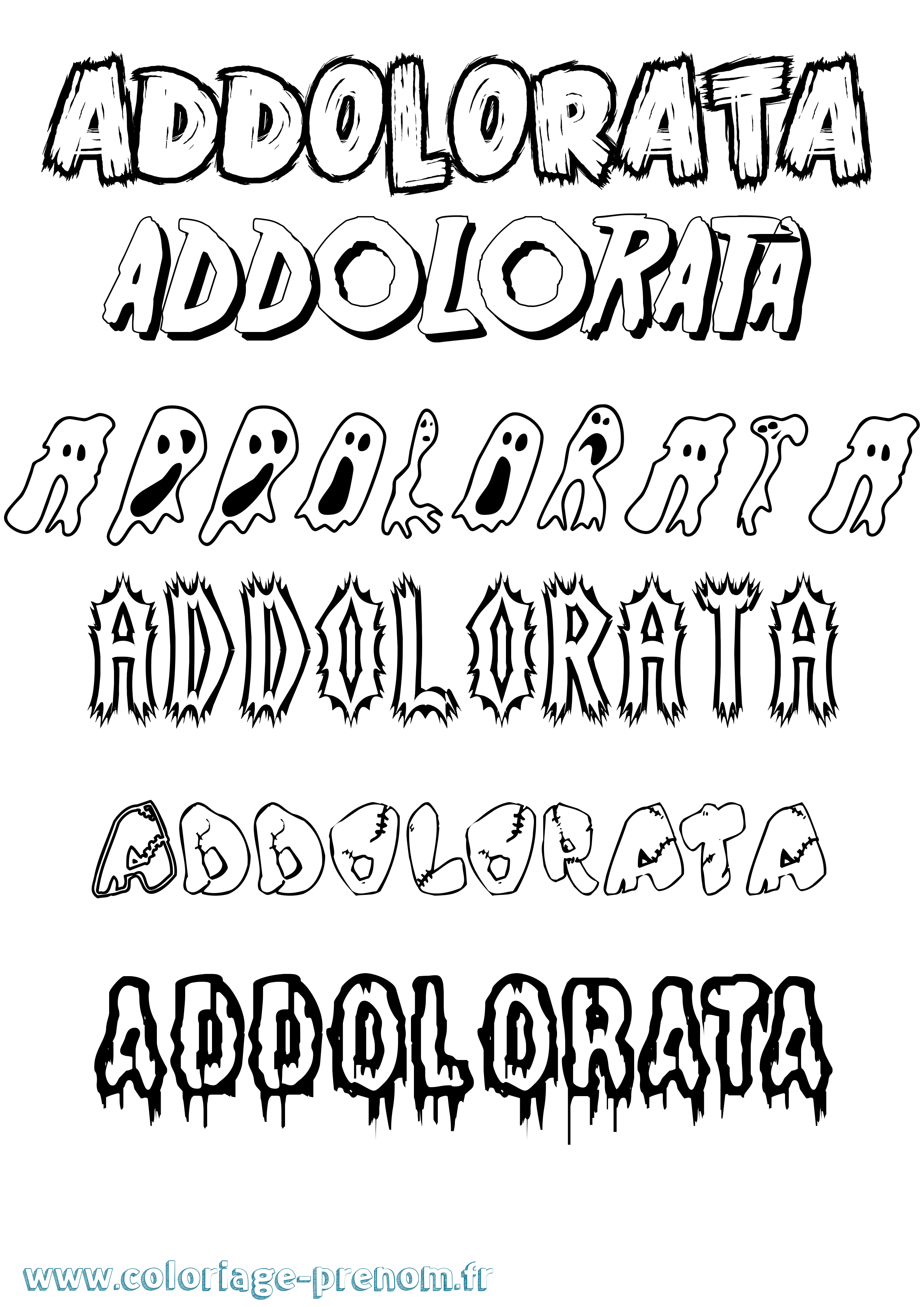 Coloriage Addolorata Frisson Coloriage prénom Addolorata Frisson