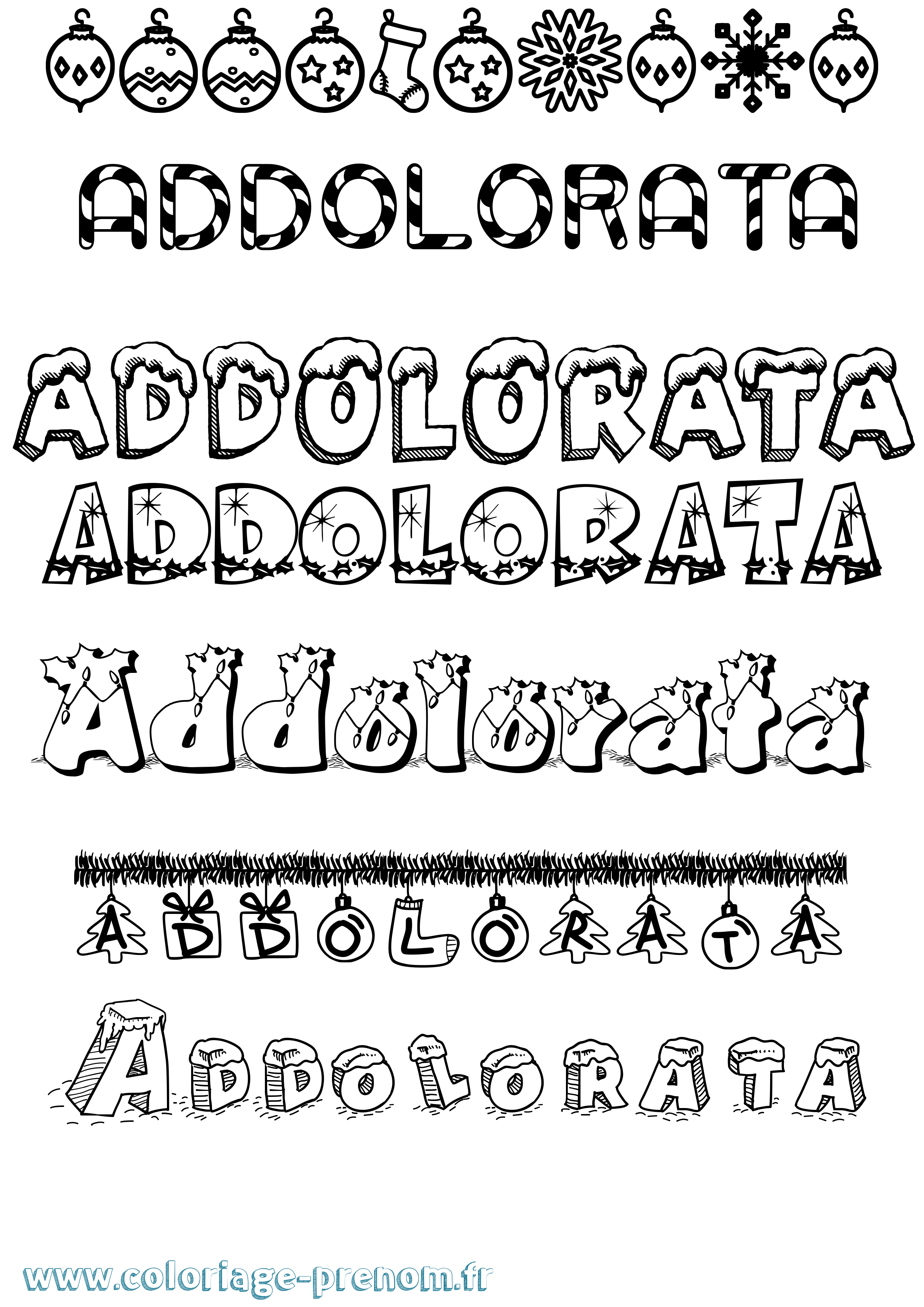 Coloriage Addolorata Noël Coloriage prénom Addolorata Noël