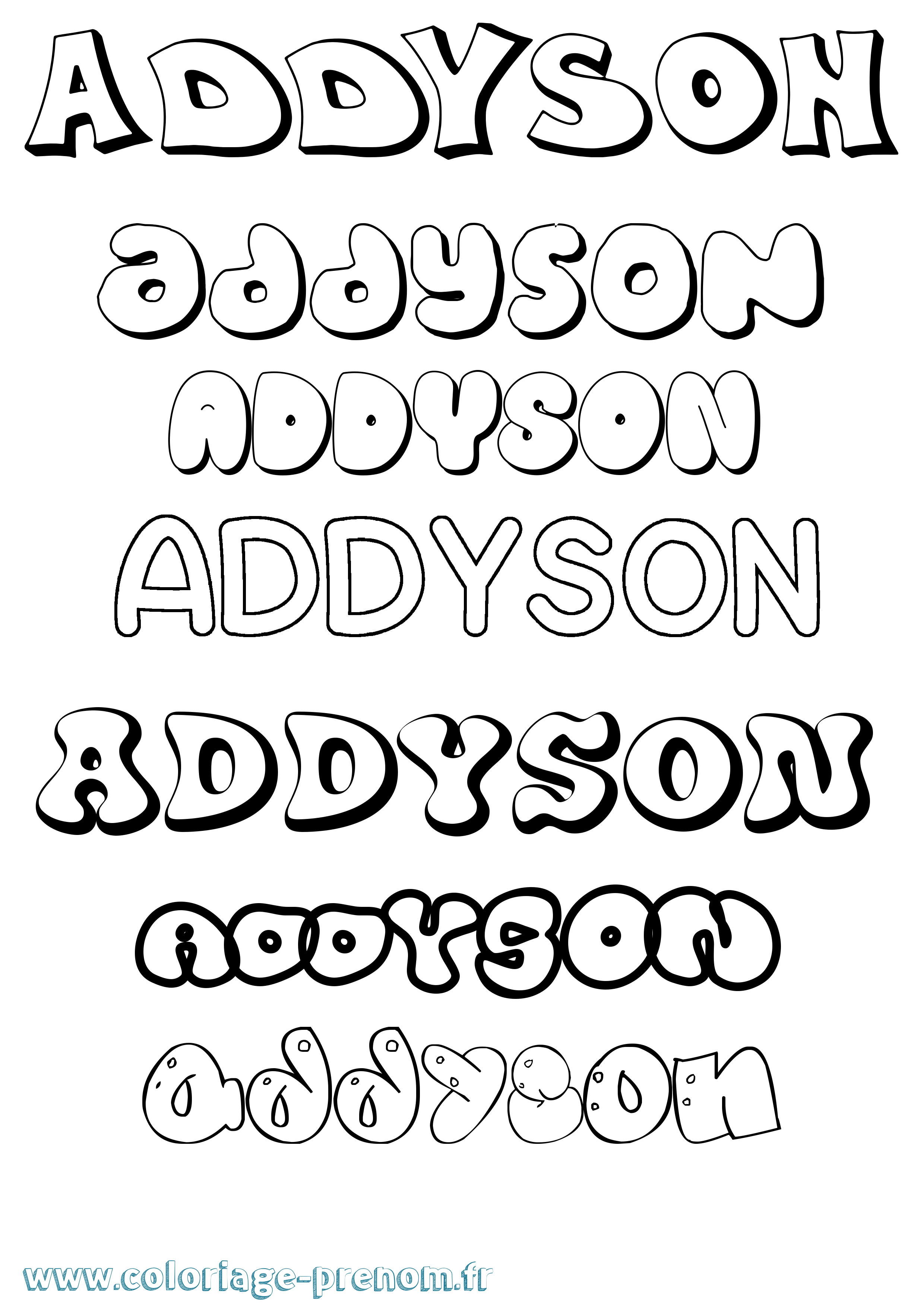 Coloriage Addyson Bubble Coloriage prénom Addyson Bubble