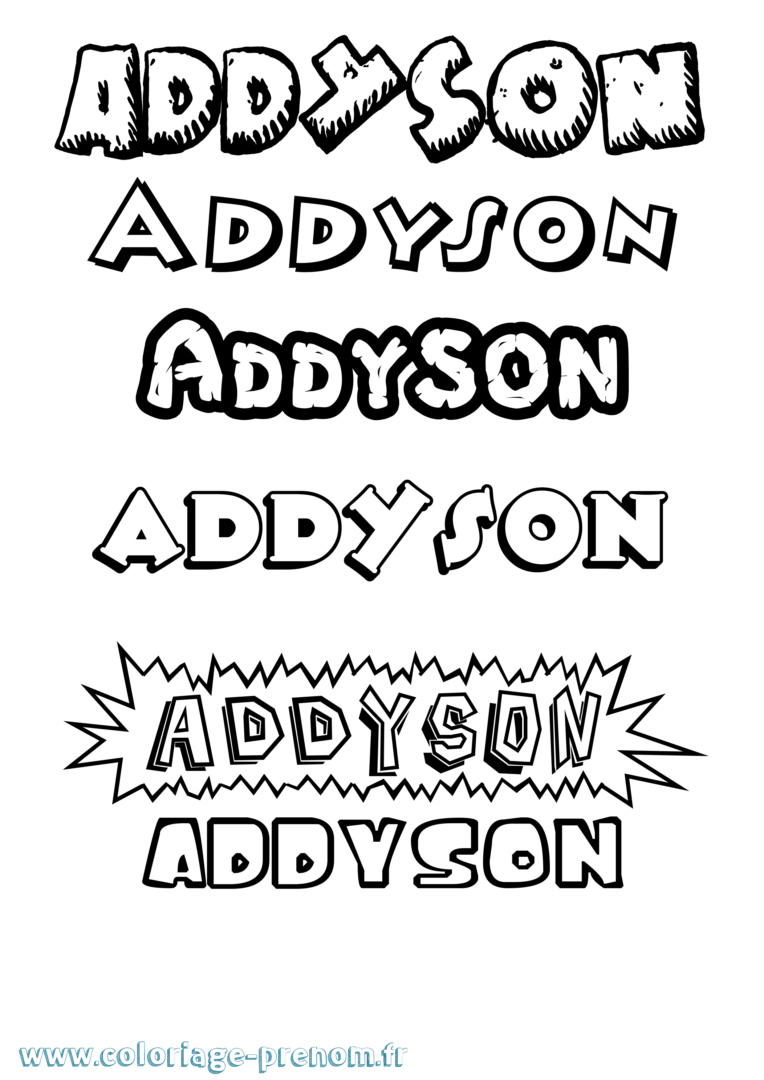 Coloriage Addyson Dessin Animé Coloriage prénom Addyson Dessin Animé