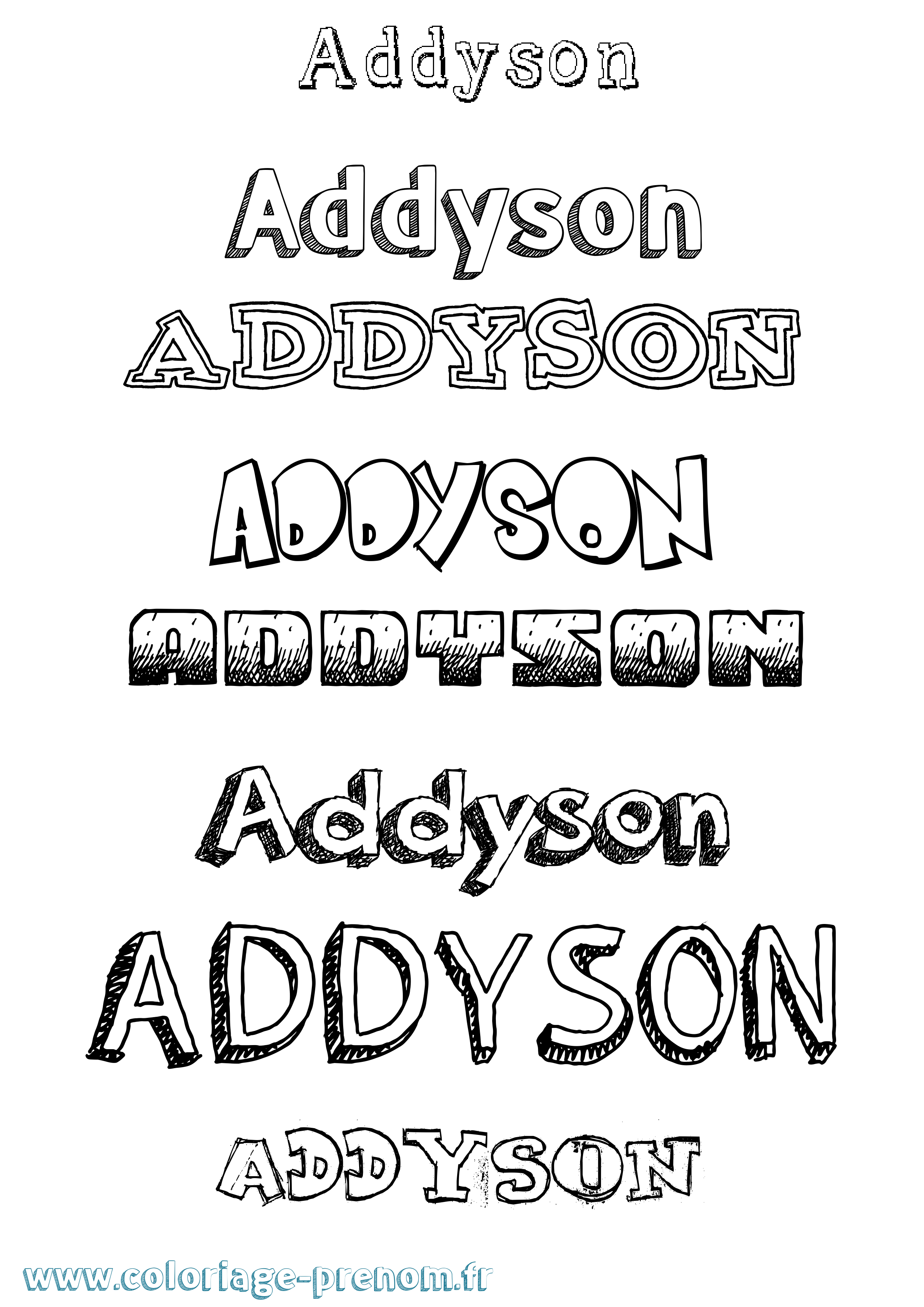 Coloriage Addyson Dessiné Coloriage prénom Addyson Dessiné