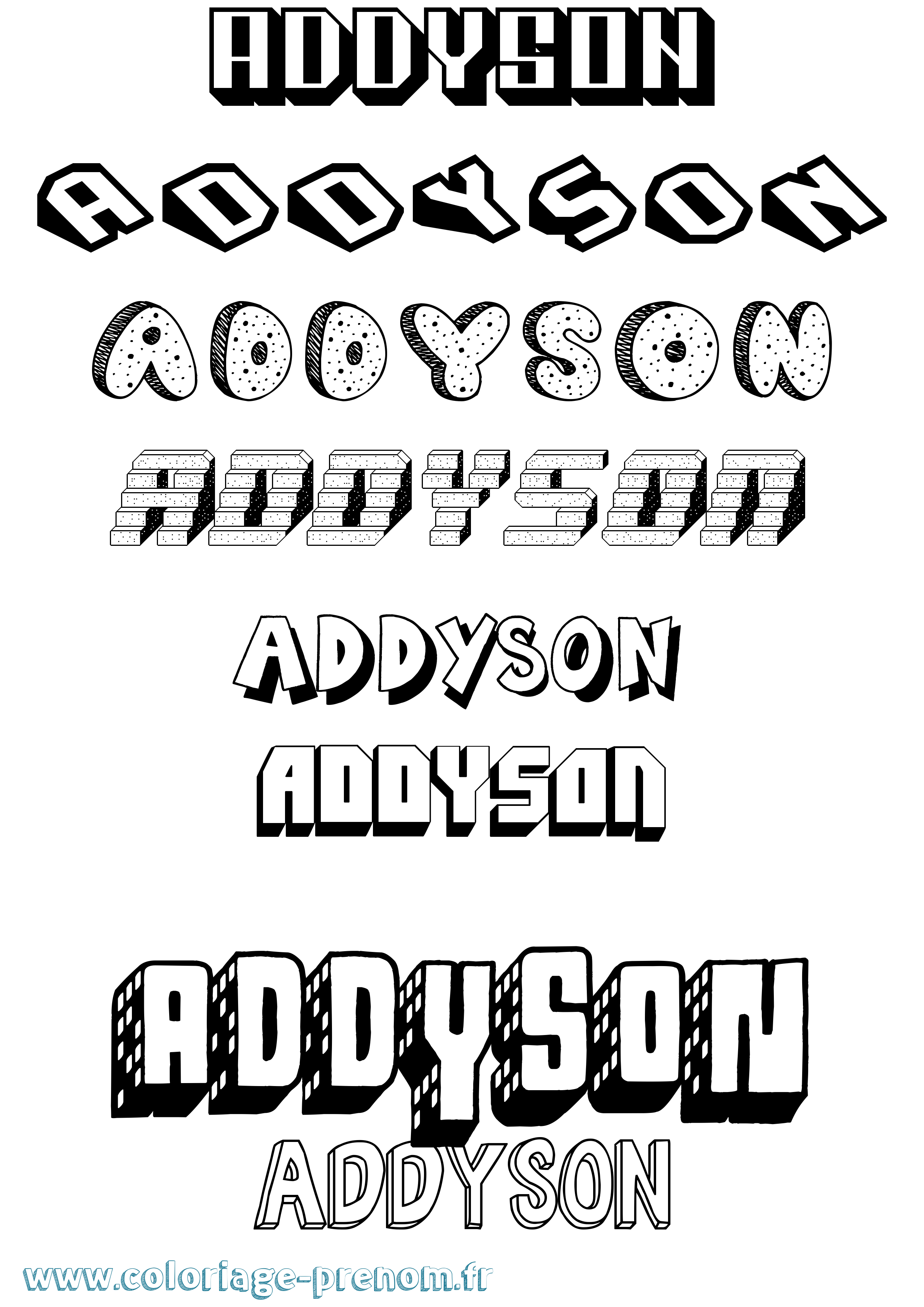 Coloriage Addyson Effet 3D Coloriage prénom Addyson Effet 3D