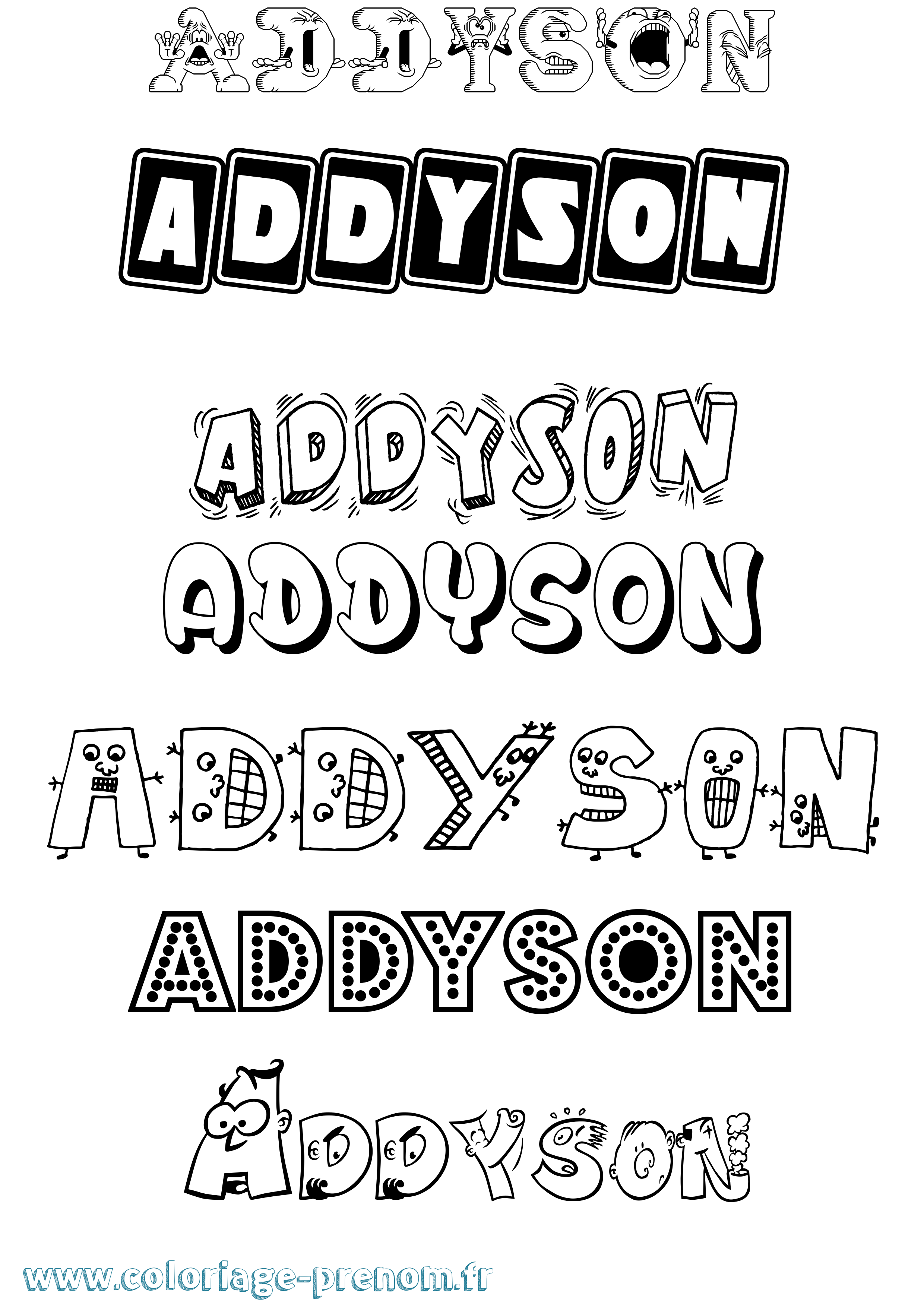 Coloriage Addyson Fun Coloriage prénom Addyson Fun