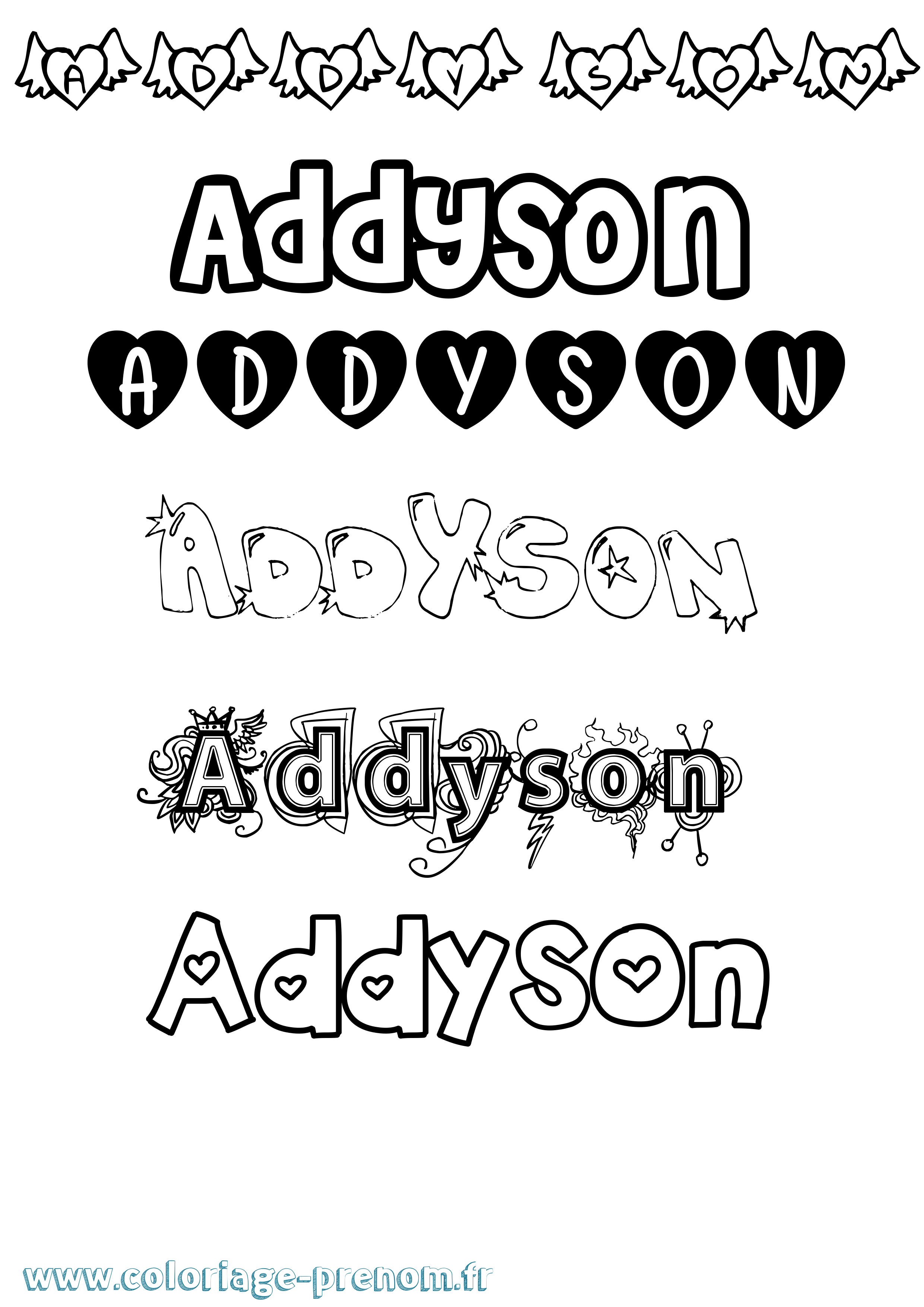 Coloriage Addyson Girly Coloriage prénom Addyson Girly
