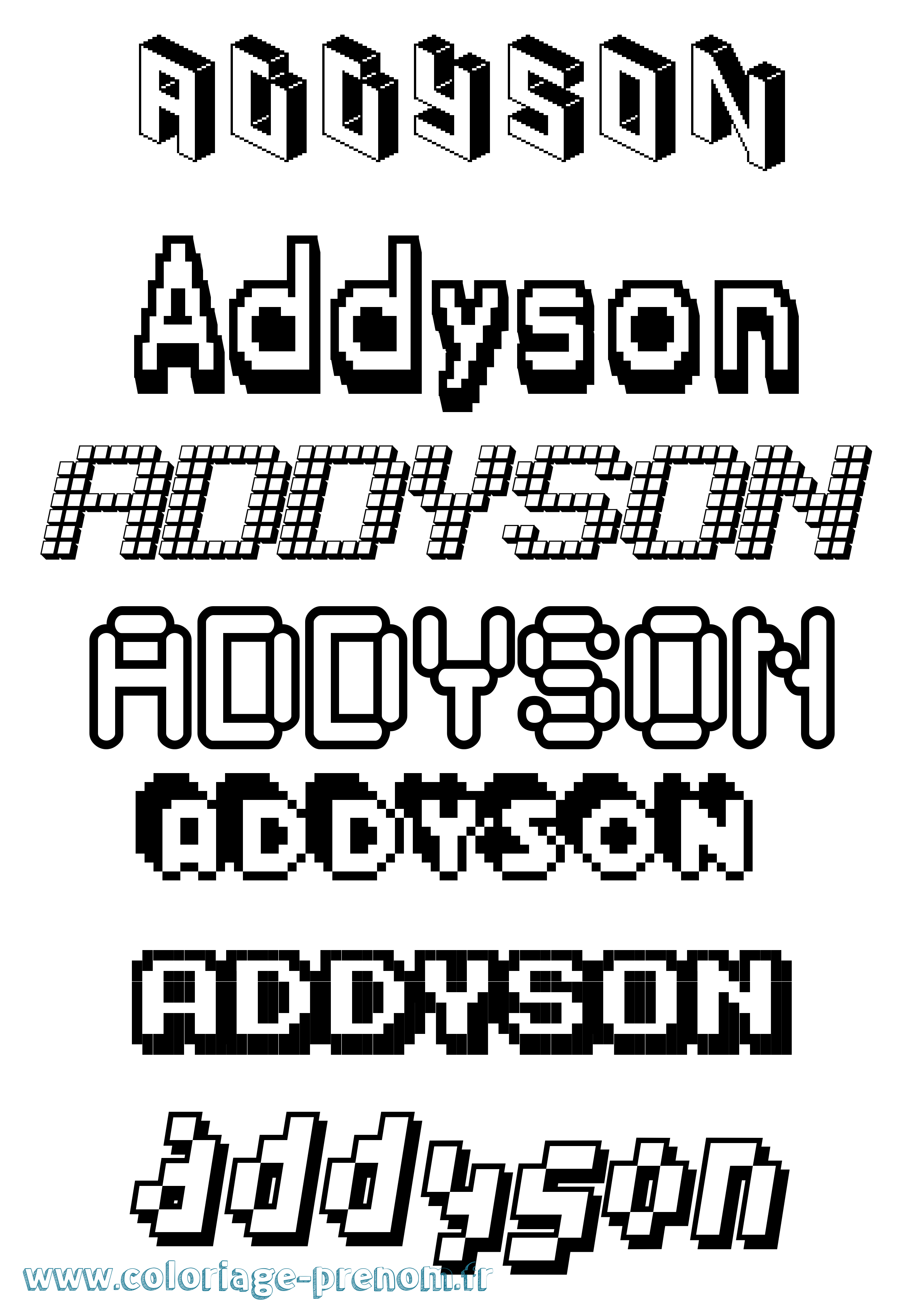 Coloriage Addyson Pixel Coloriage prénom Addyson Pixel