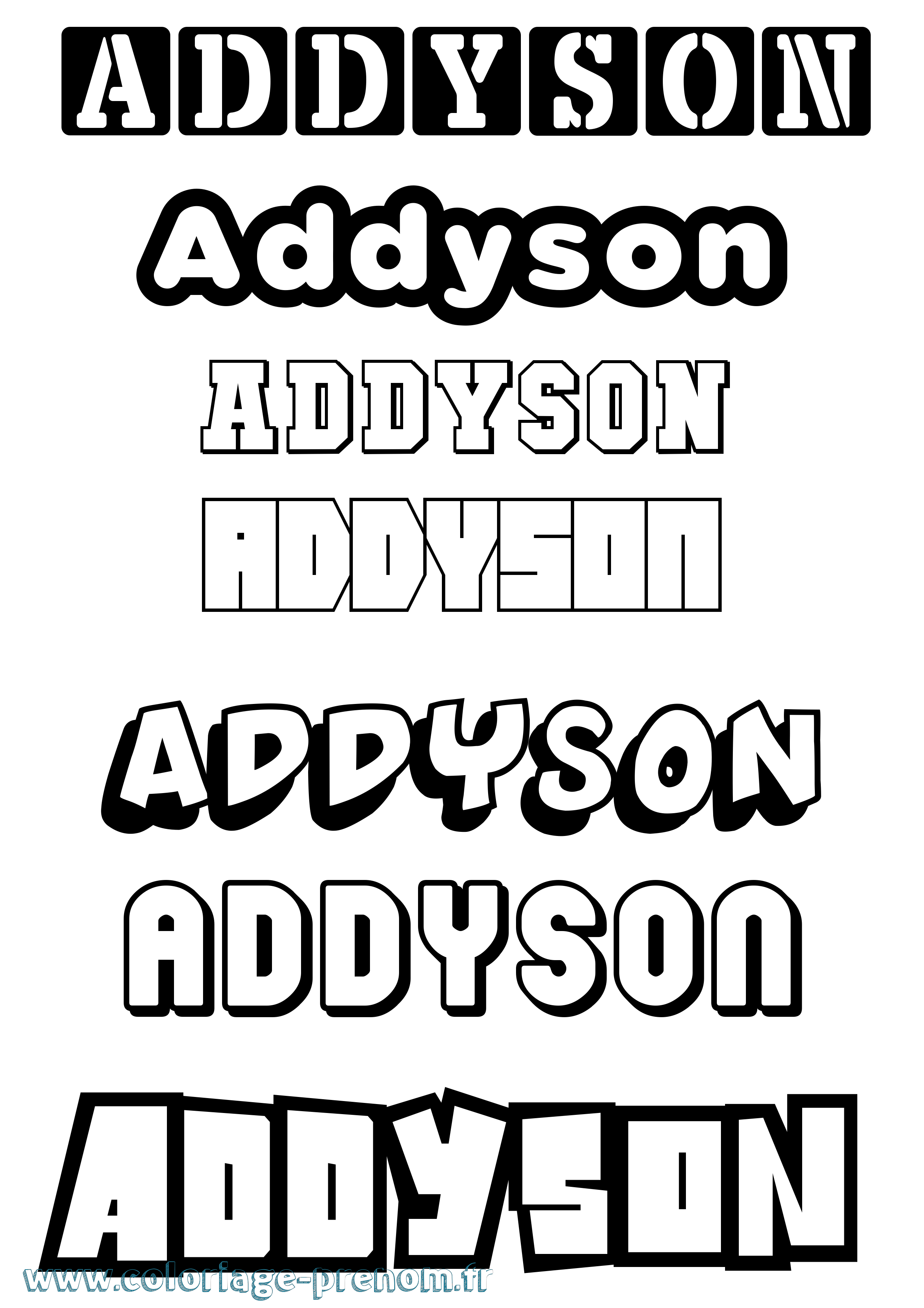 Coloriage Addyson Simple Coloriage prénom Addyson Simple