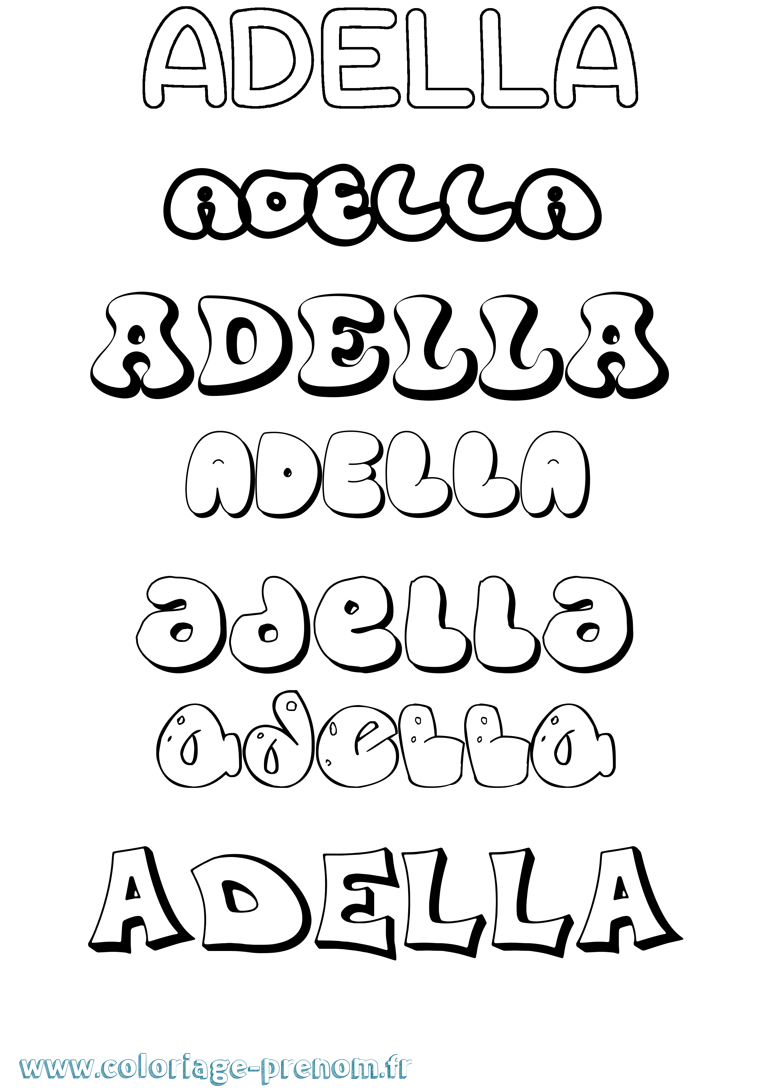 Coloriage Adella Bubble Coloriage prénom Adella Bubble