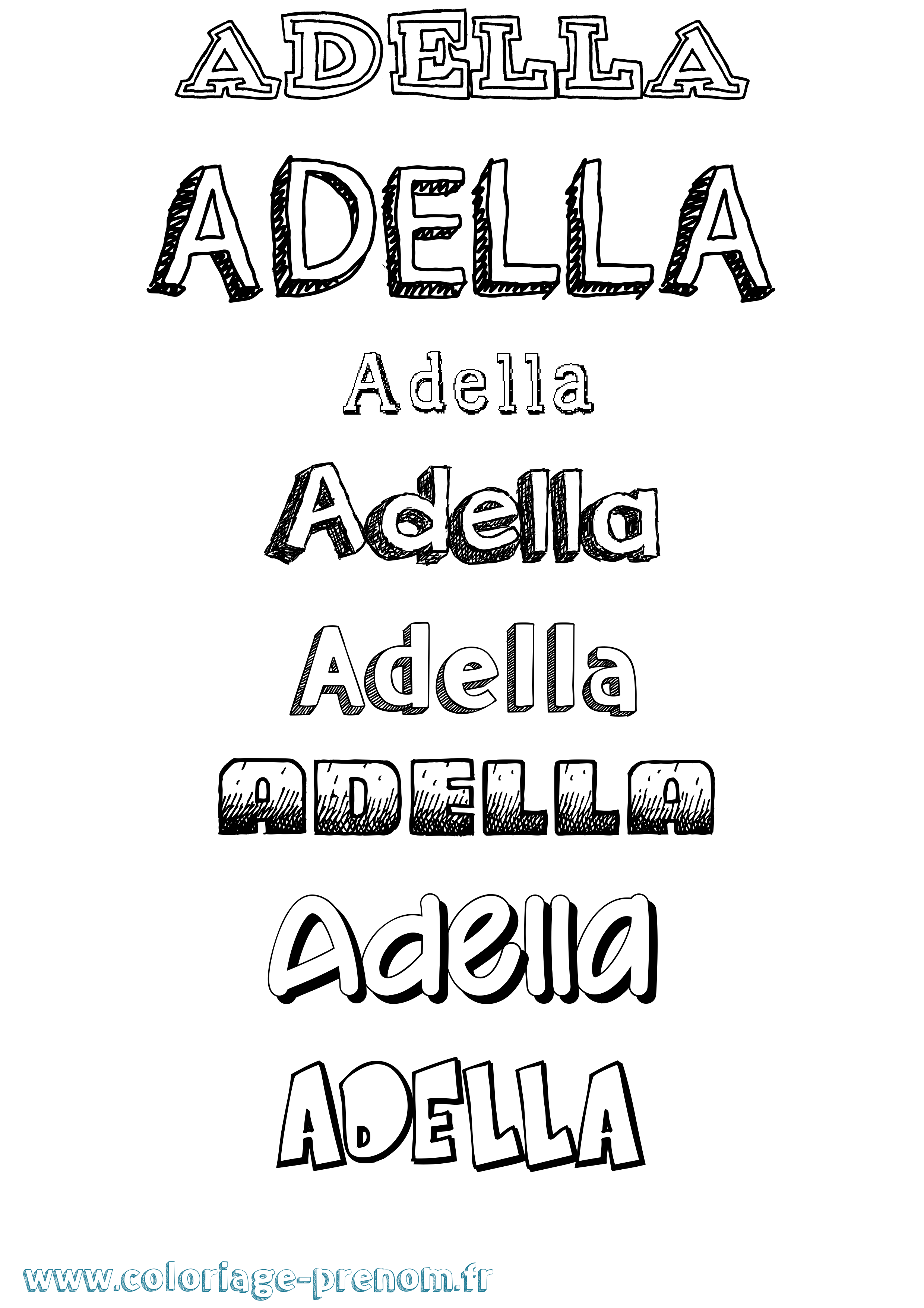 Coloriage Adella Dessiné Coloriage prénom Adella Dessiné