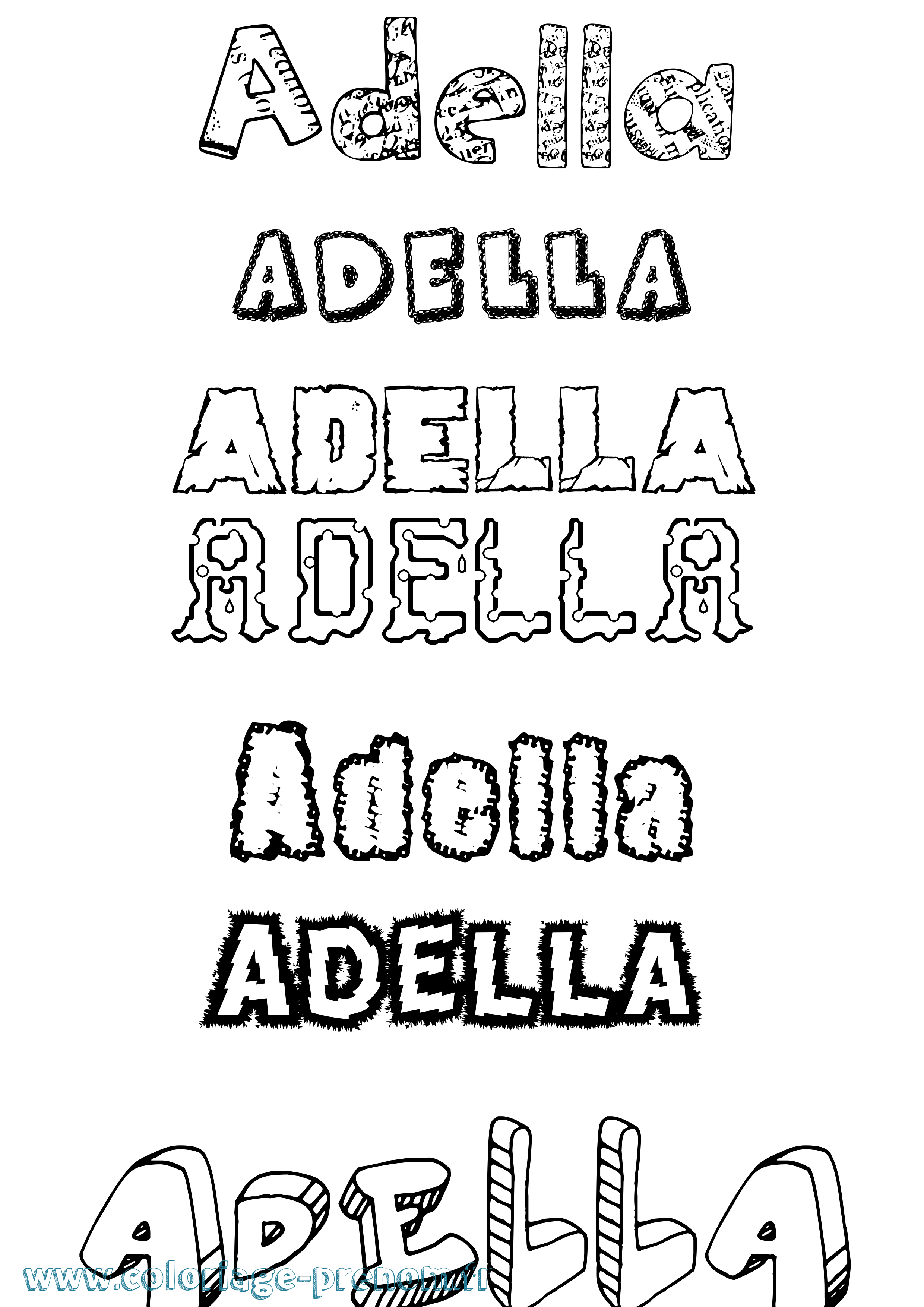 Coloriage Adella Destructuré Coloriage prénom Adella Destructuré