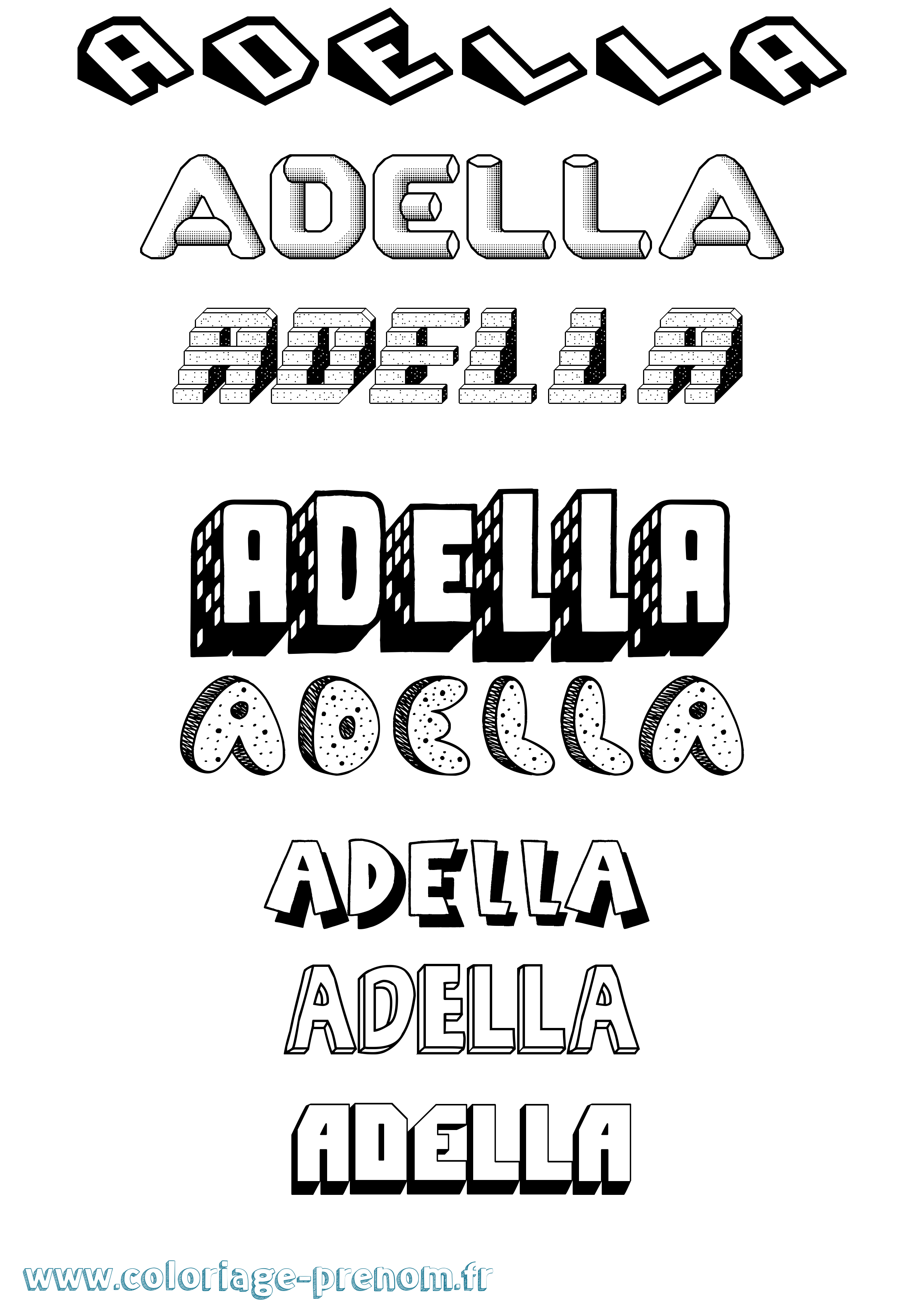 Coloriage Adella Effet 3D Coloriage prénom Adella Effet 3D