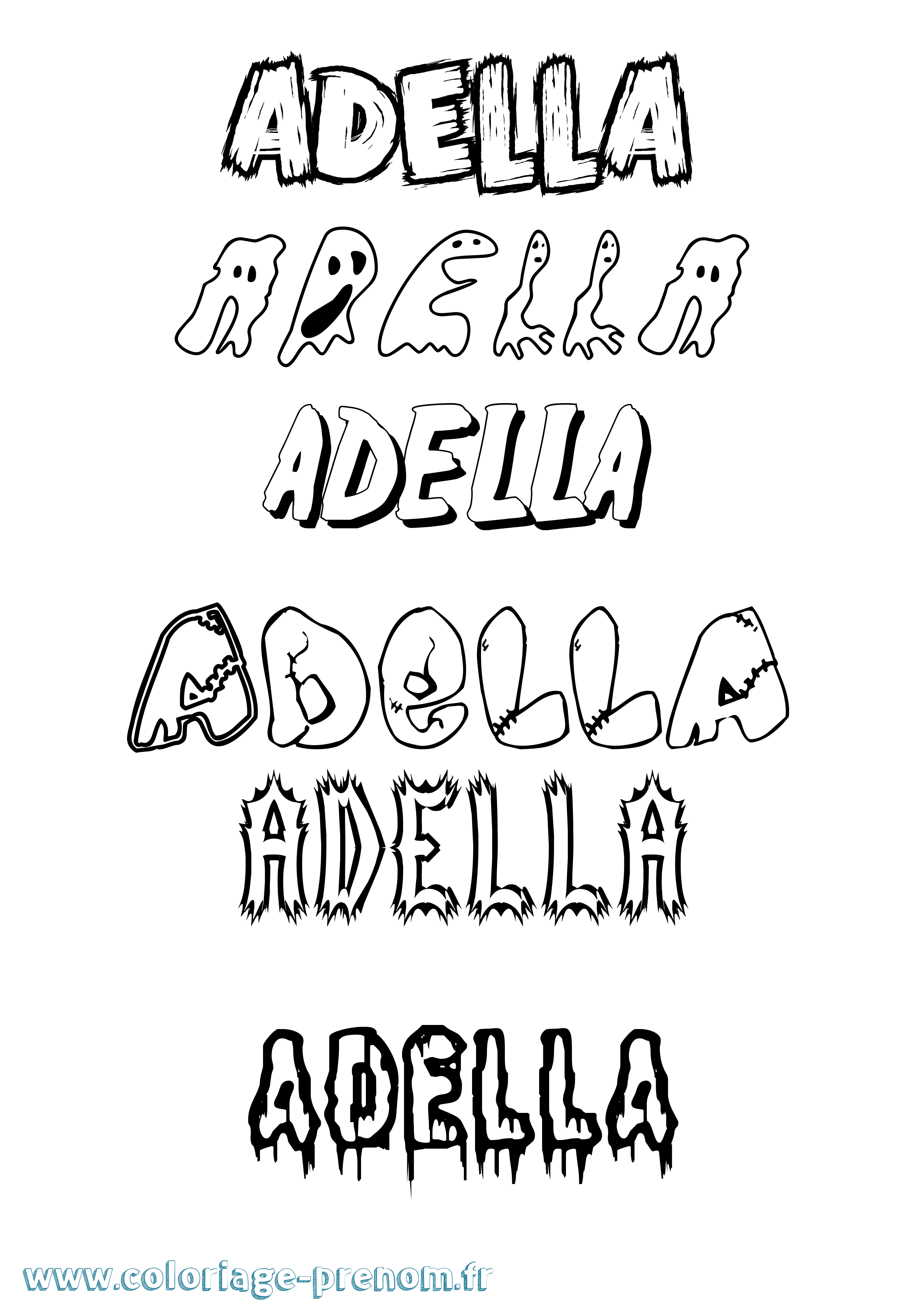 Coloriage Adella Frisson Coloriage prénom Adella Frisson