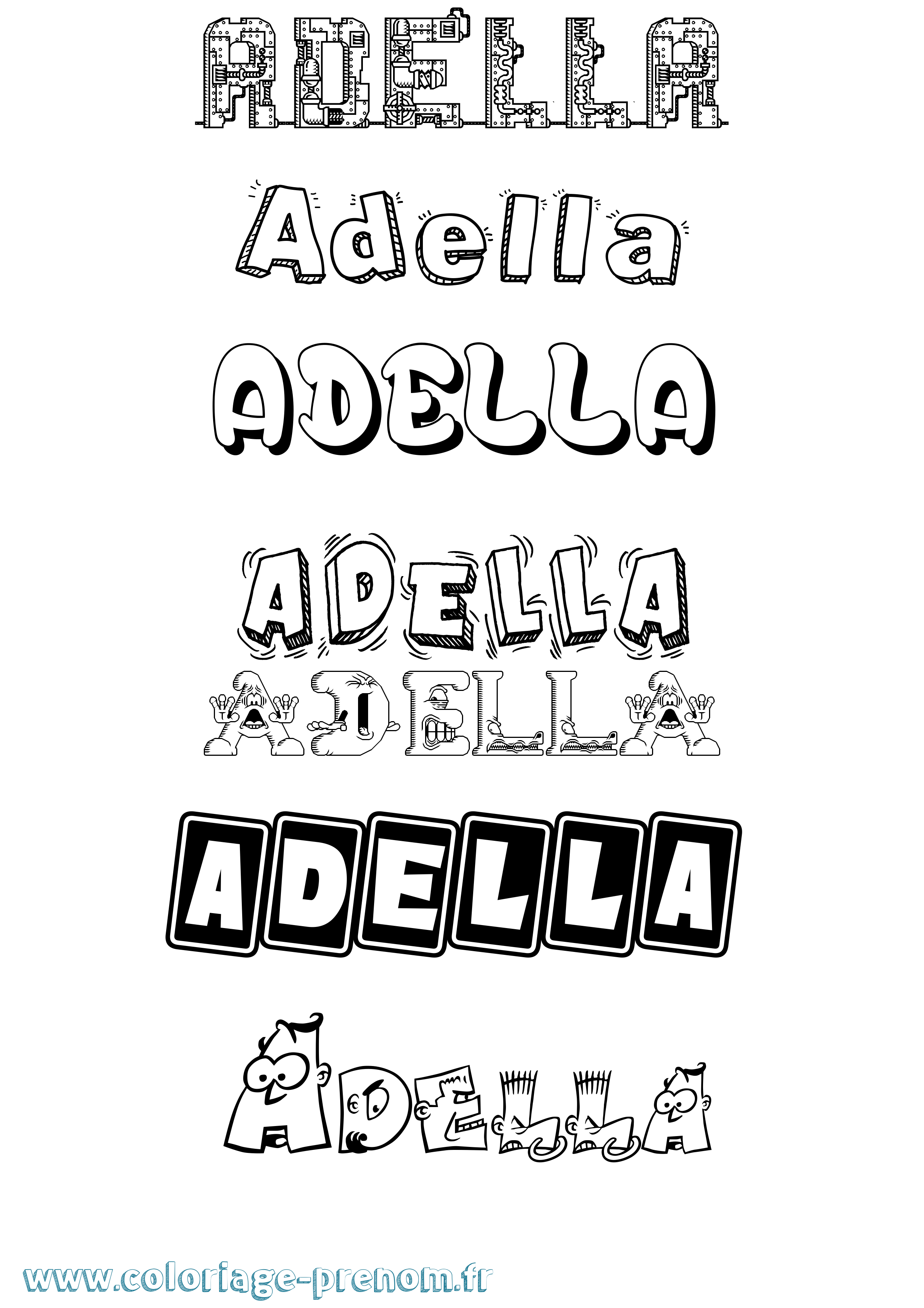Coloriage Adella Fun Coloriage prénom Adella Fun