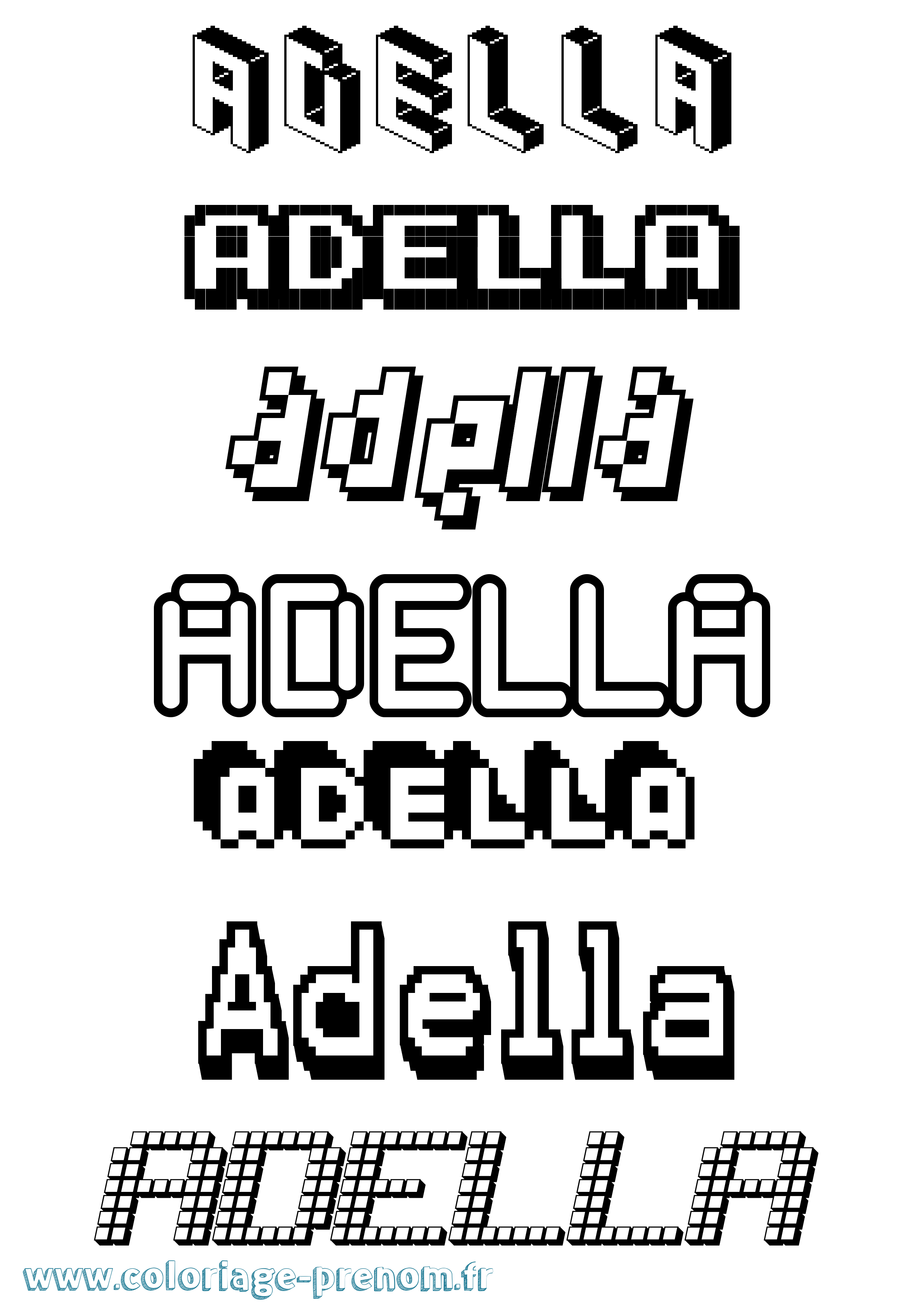 Coloriage Adella Pixel Coloriage prénom Adella Pixel