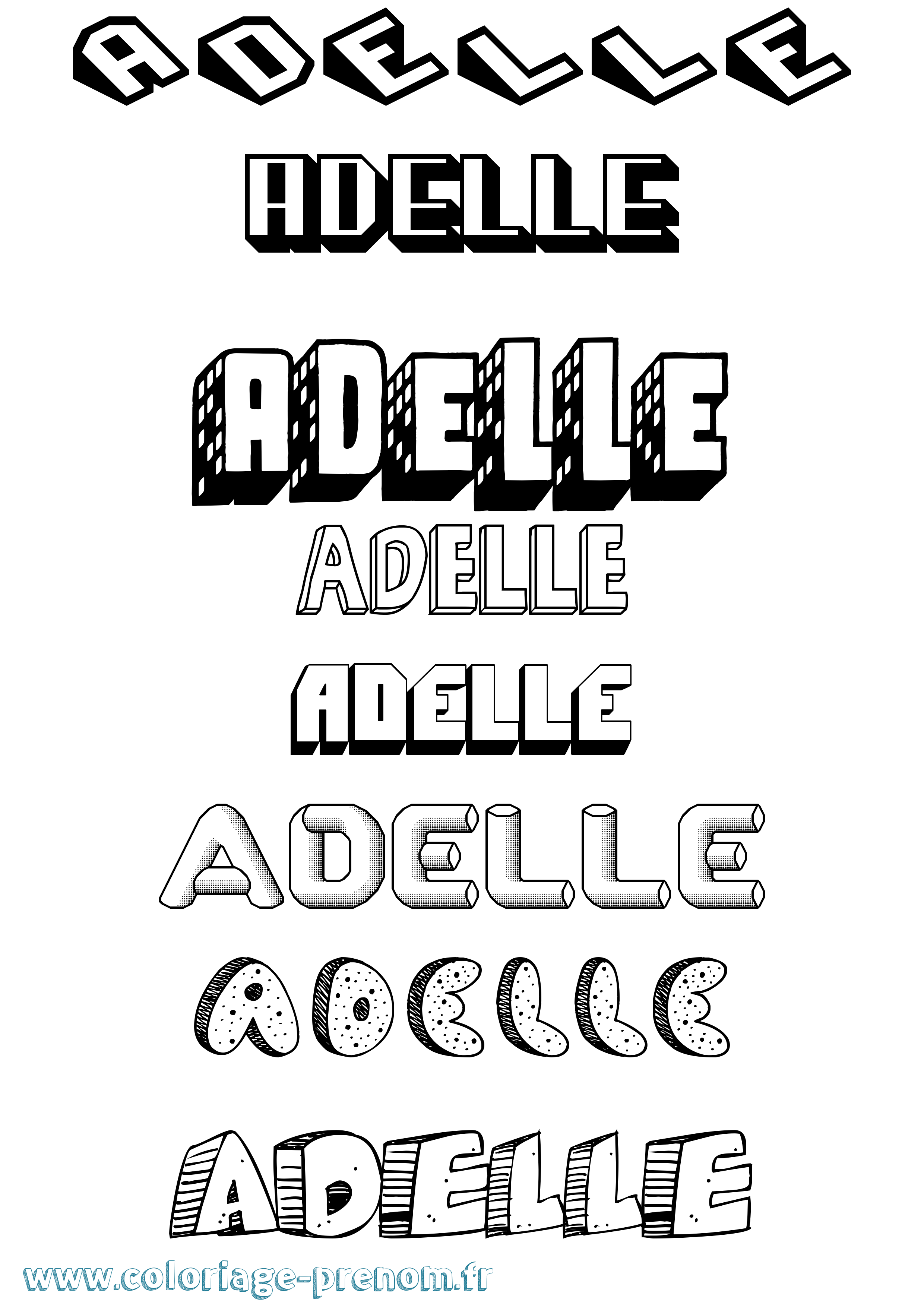 Coloriage Adelle Effet 3D Coloriage prénom Adelle Effet 3D