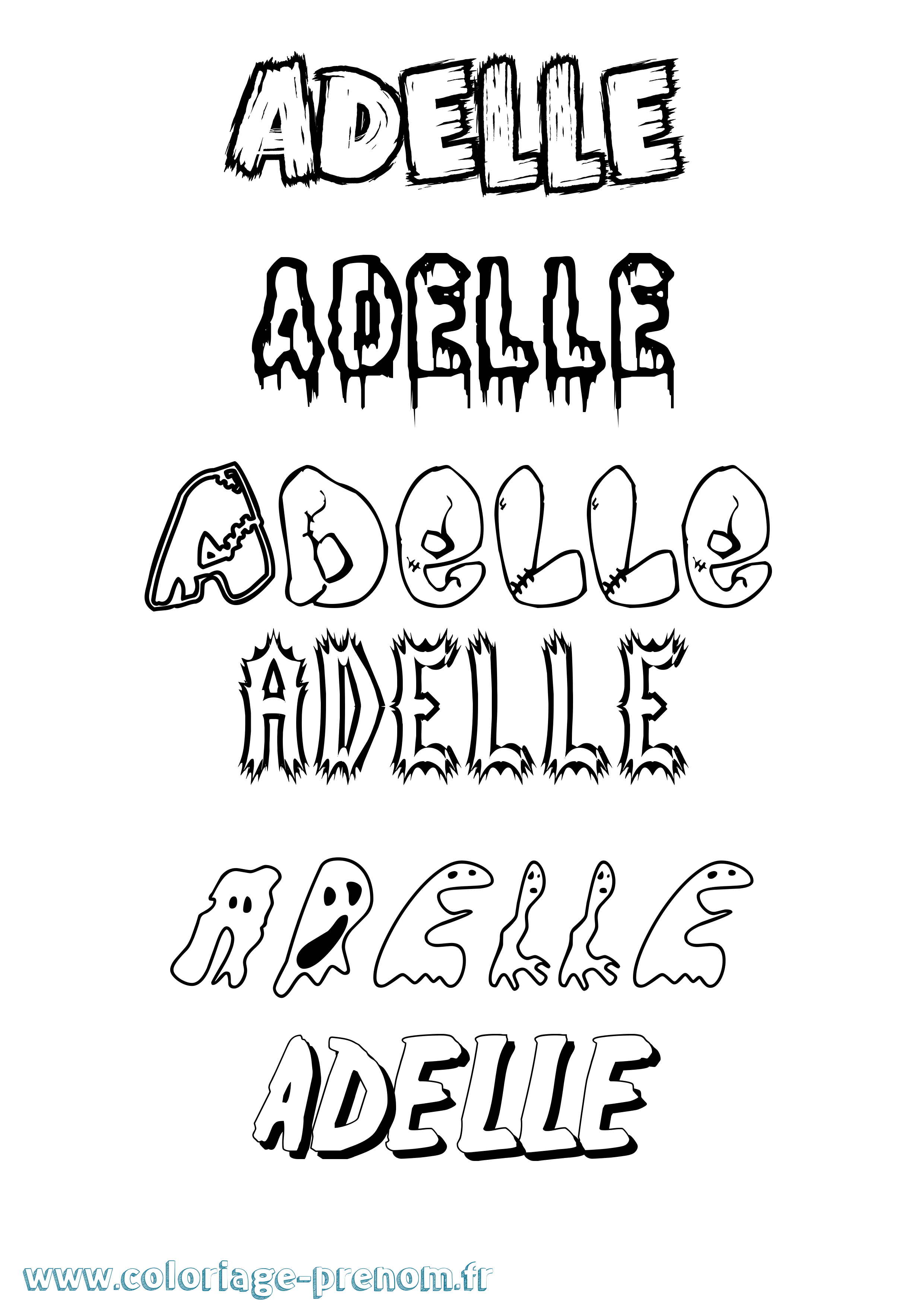 Coloriage Adelle Frisson Coloriage prénom Adelle Frisson