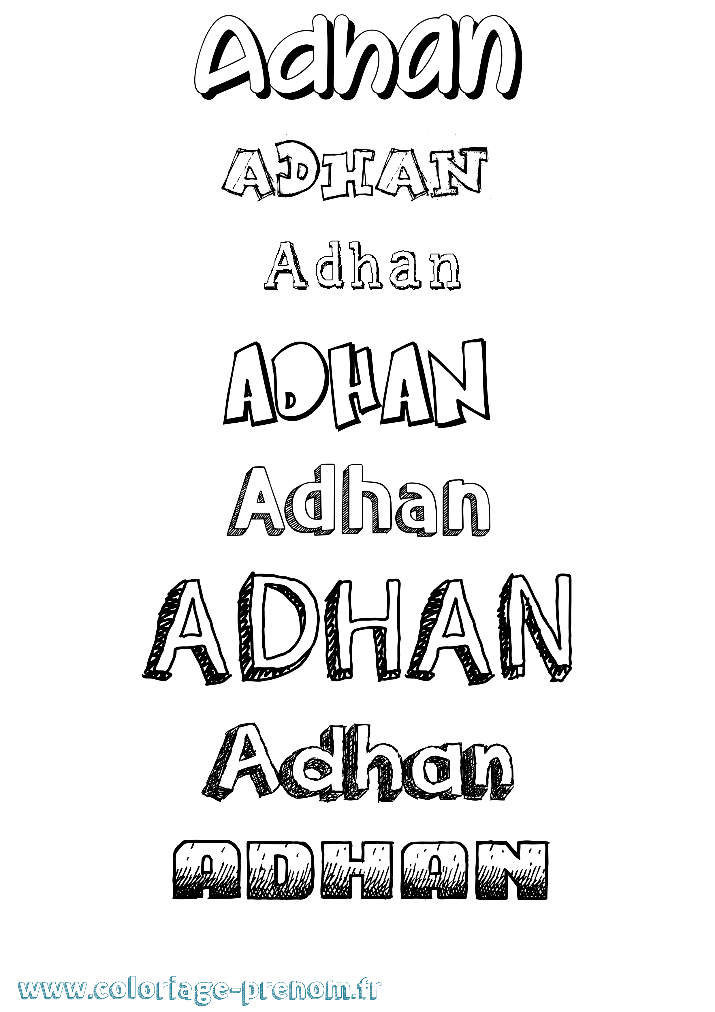 Coloriage Adhan Dessiné Coloriage prénom Adhan Dessiné