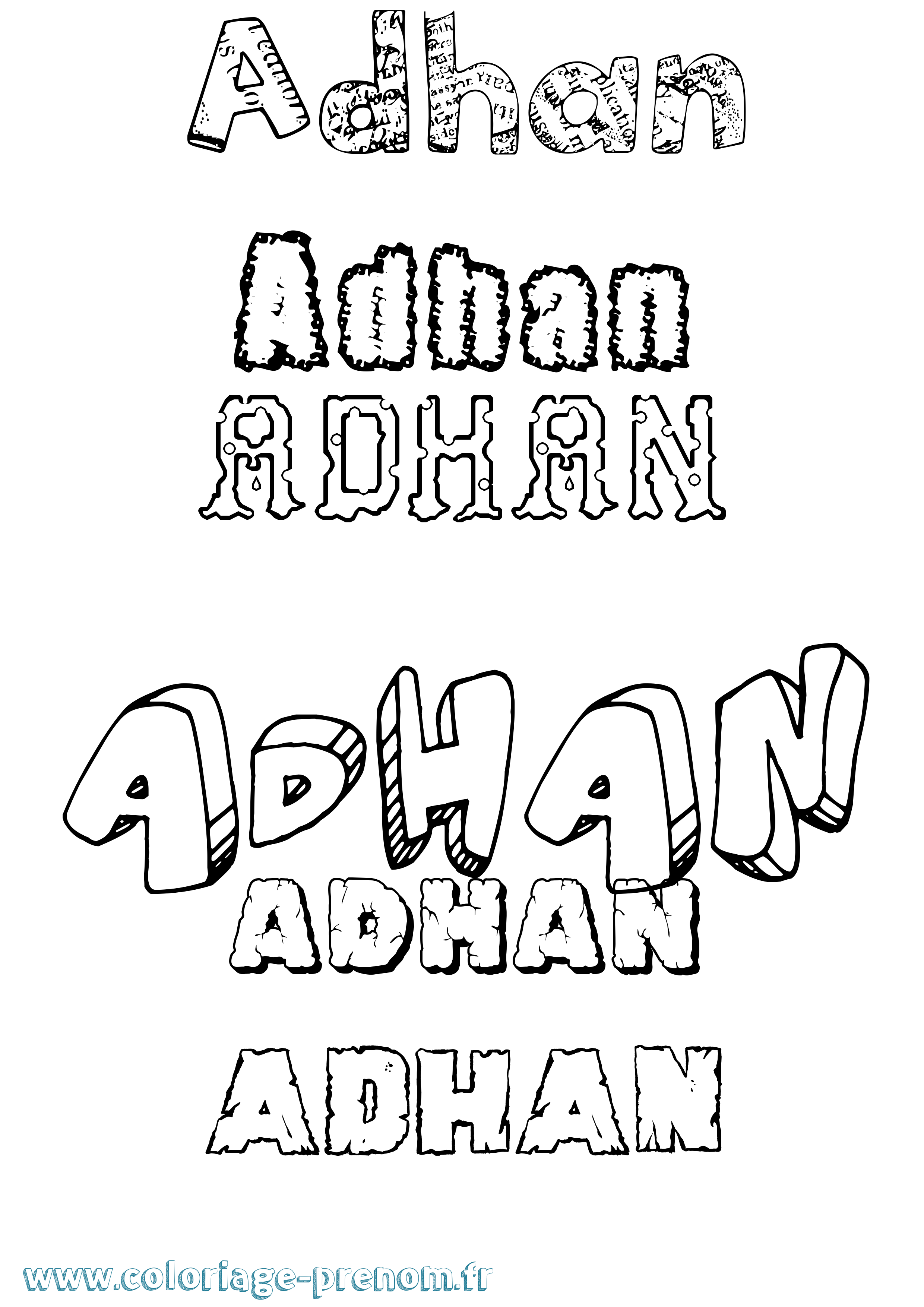 Coloriage Adhan Destructuré Coloriage prénom Adhan Destructuré