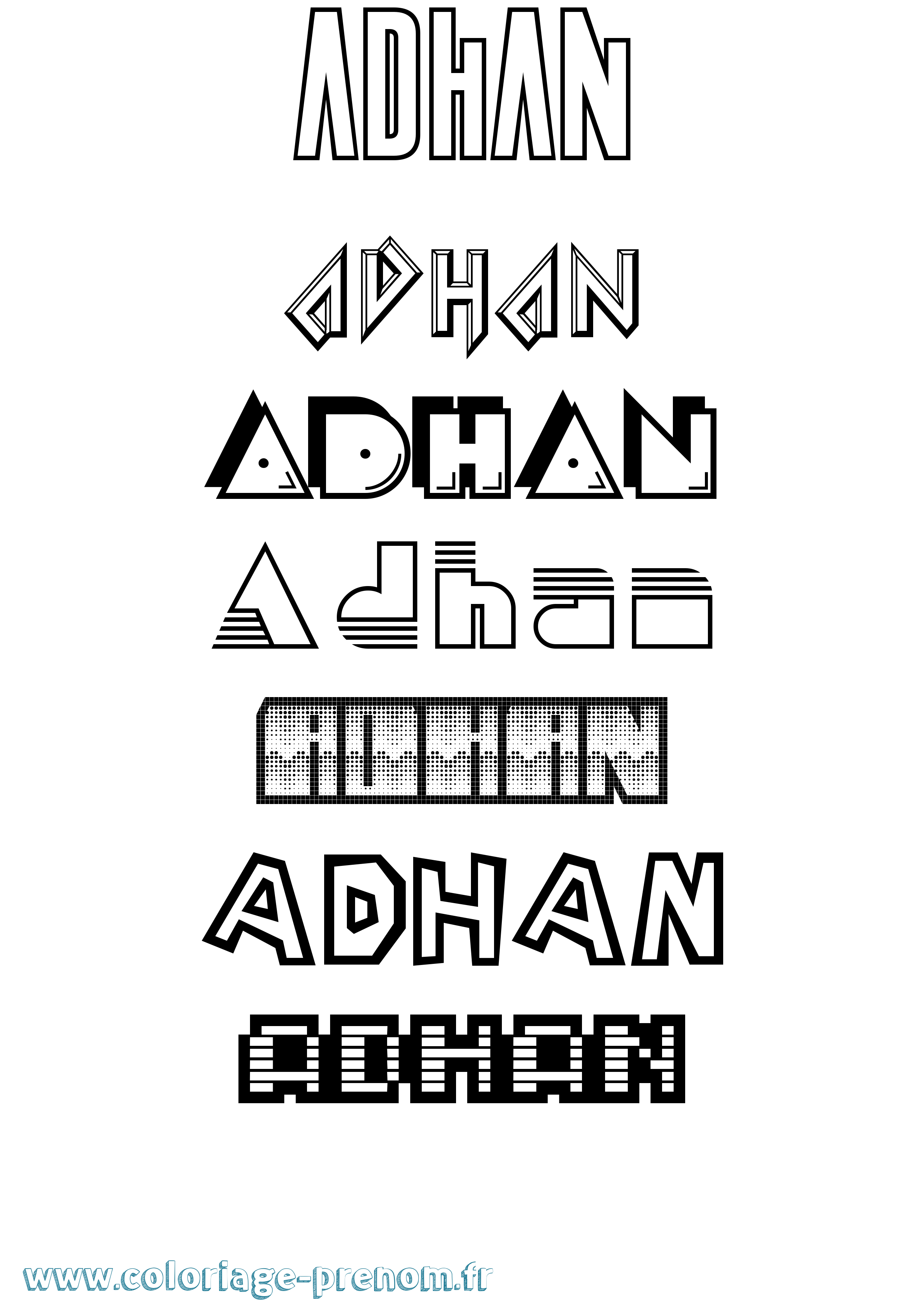 Coloriage Adhan Jeux Vidéos Coloriage prénom Adhan Jeux Vidéos