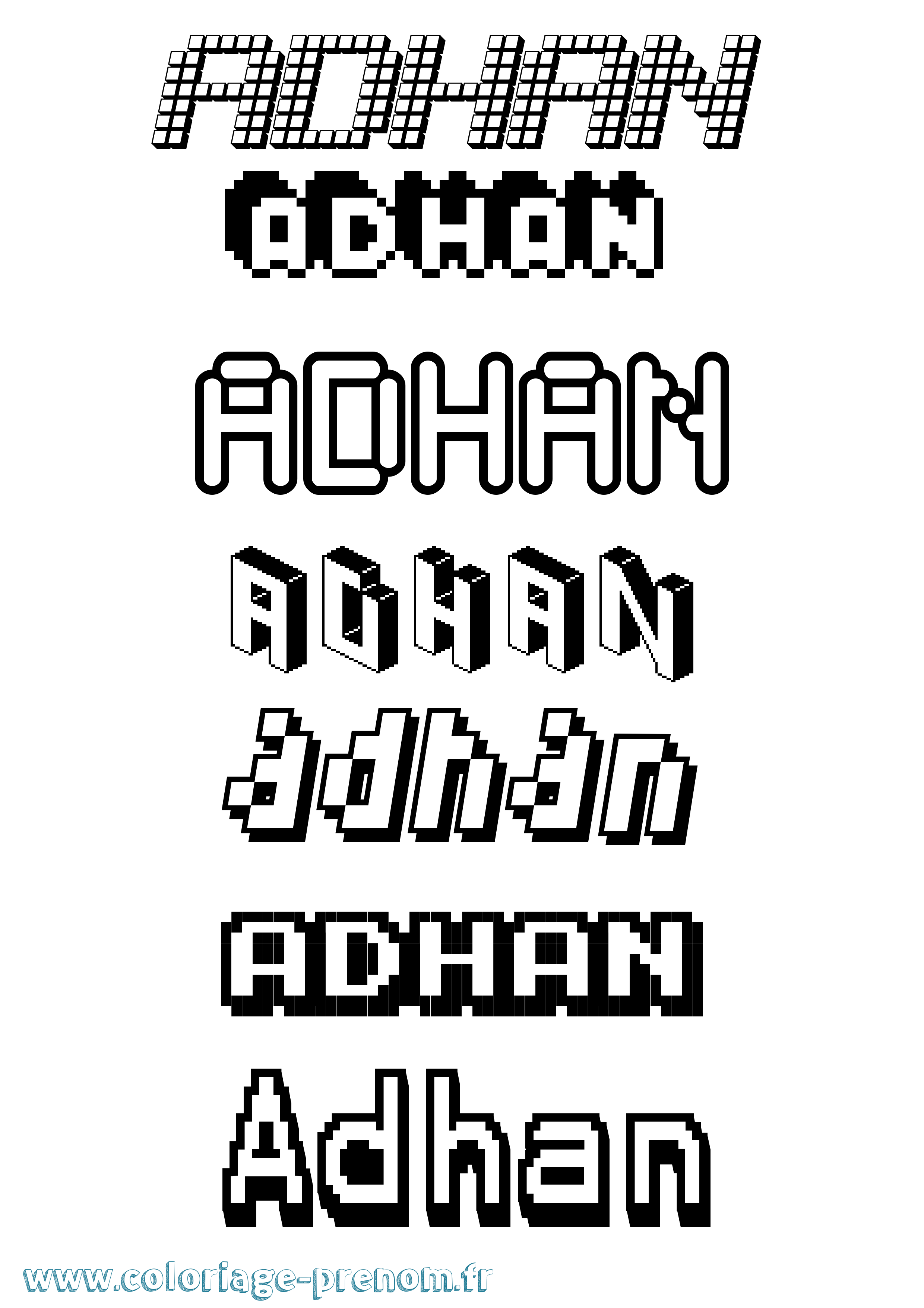Coloriage Adhan Pixel Coloriage prénom Adhan Pixel