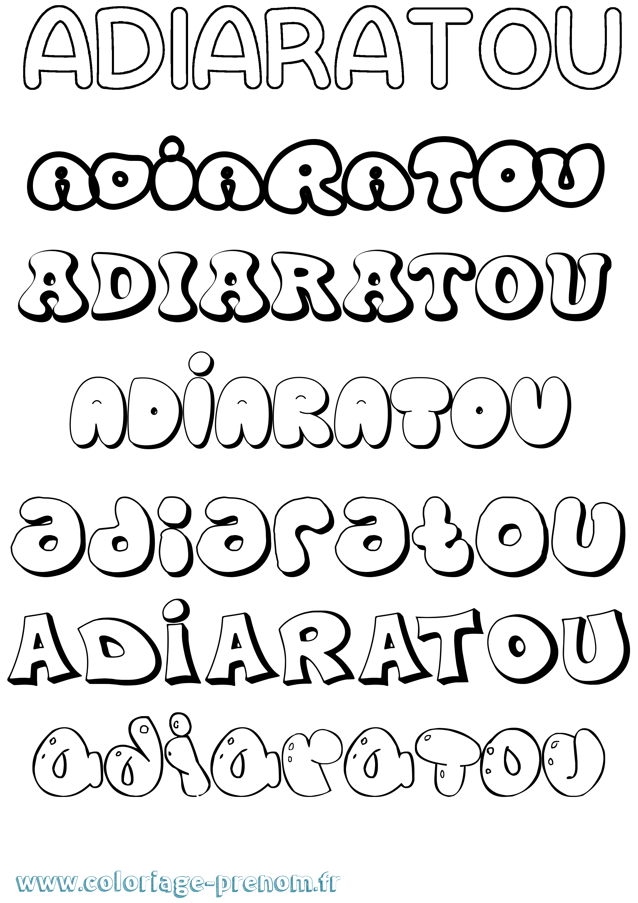 Coloriage Adiaratou Bubble Coloriage prénom Adiaratou Bubble