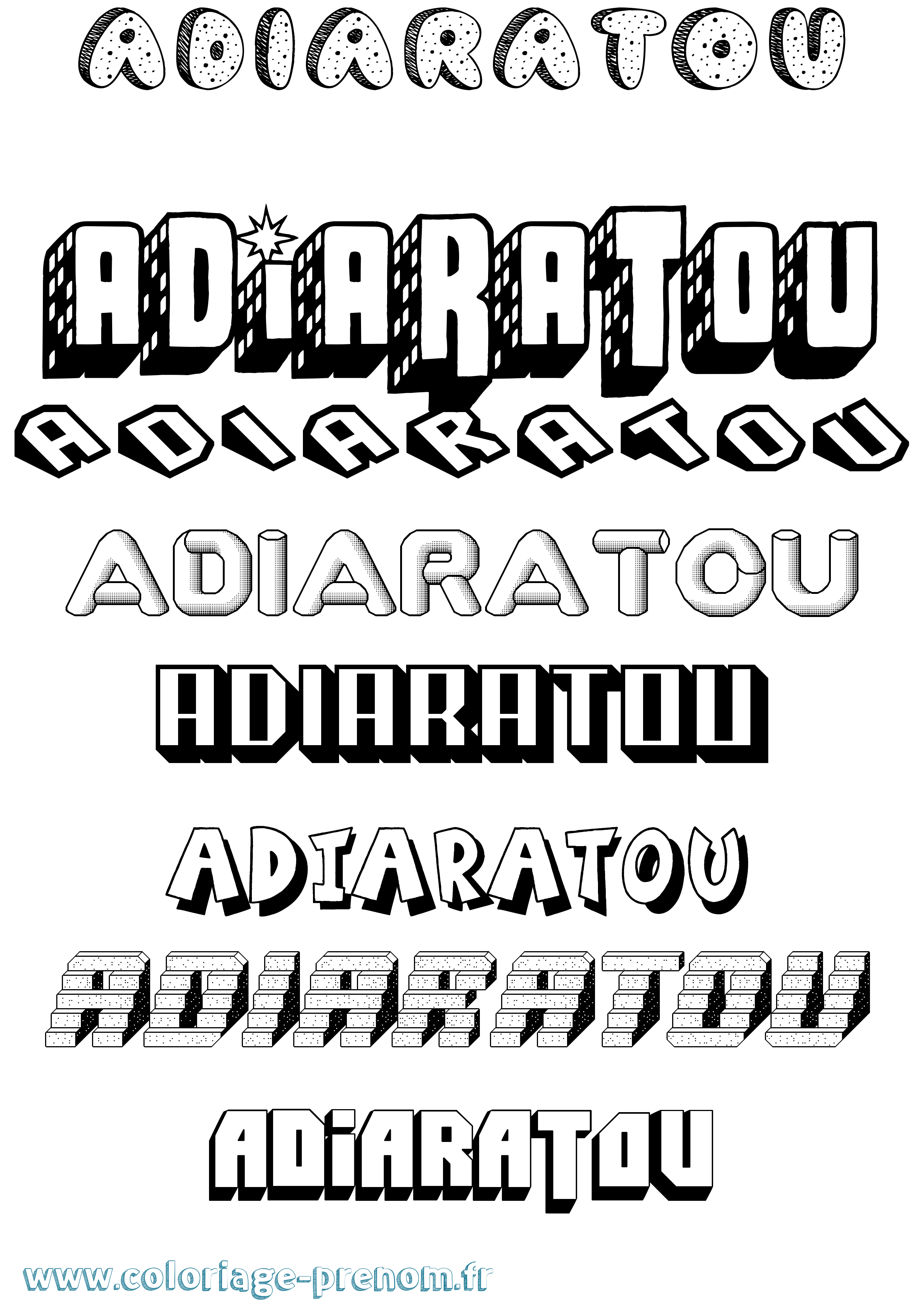 Coloriage Adiaratou Effet 3D Coloriage prénom Adiaratou Effet 3D