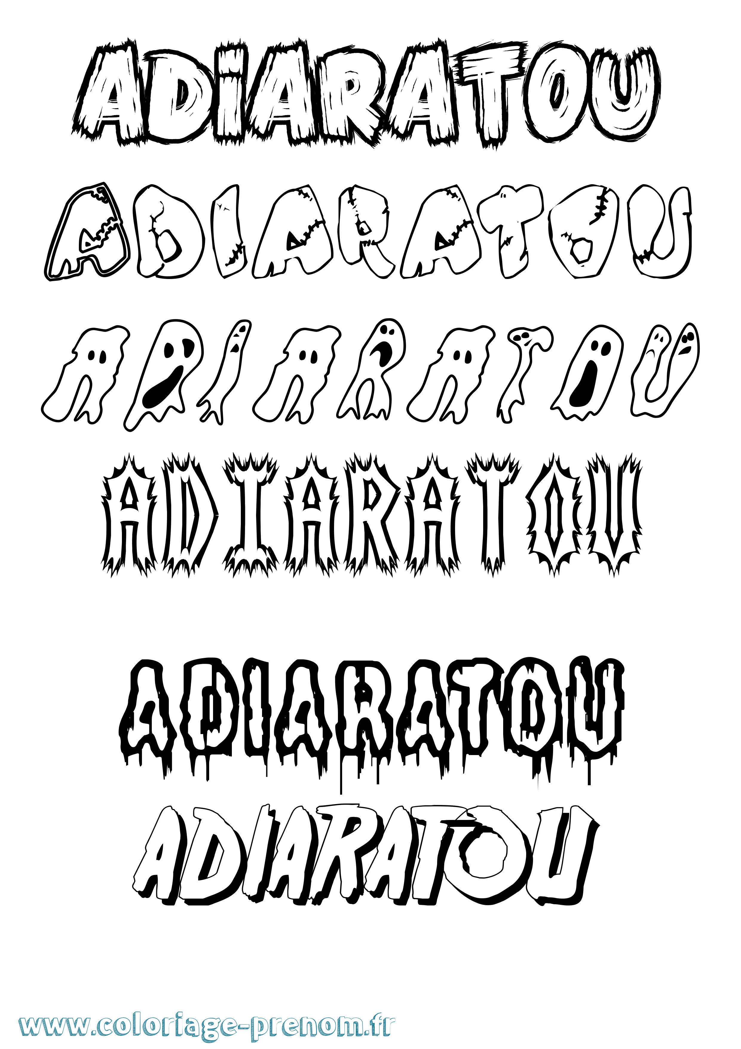 Coloriage Adiaratou Frisson Coloriage prénom Adiaratou Frisson