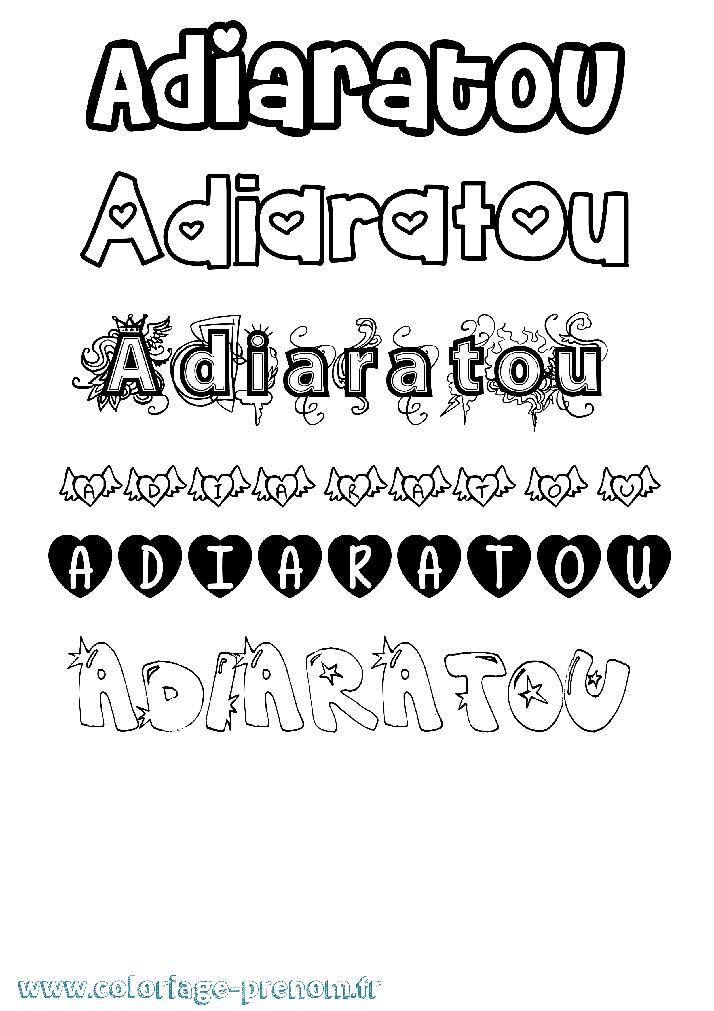 Coloriage Adiaratou Girly Coloriage prénom Adiaratou Girly