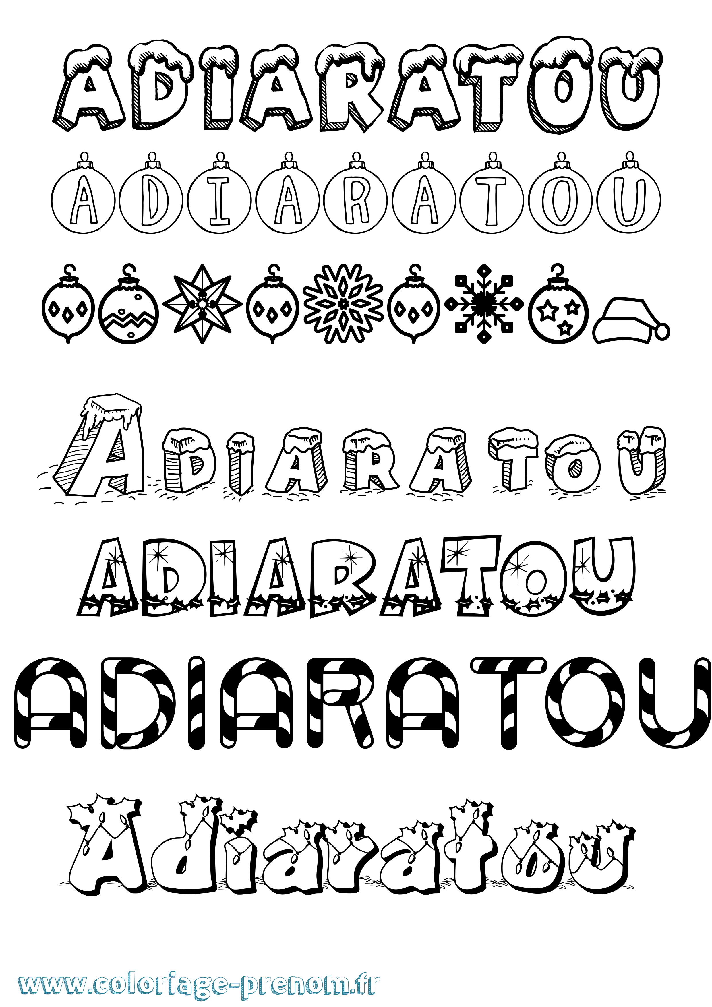 Coloriage Adiaratou Noël Coloriage prénom Adiaratou Noël