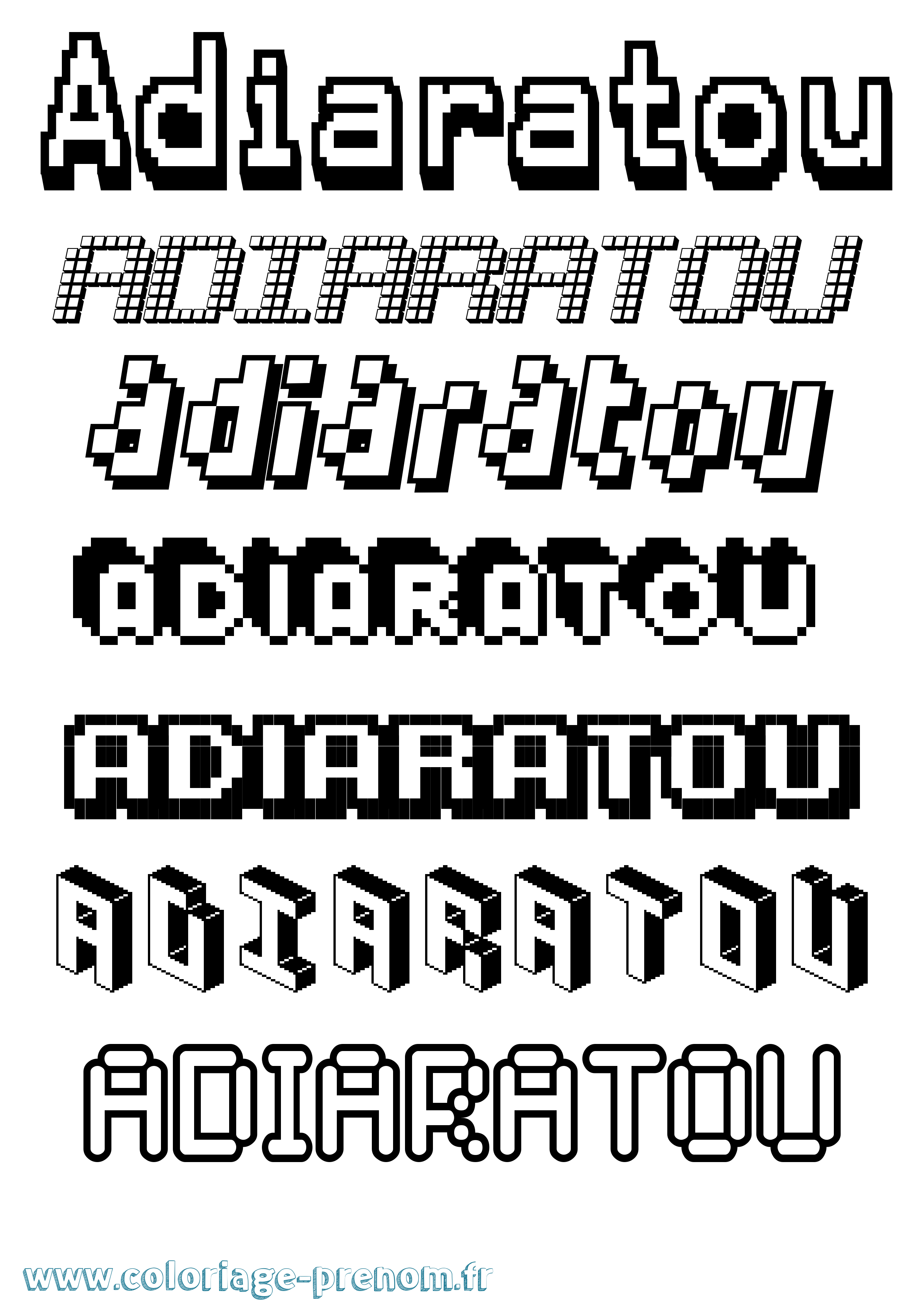 Coloriage Adiaratou Pixel Coloriage prénom Adiaratou Pixel